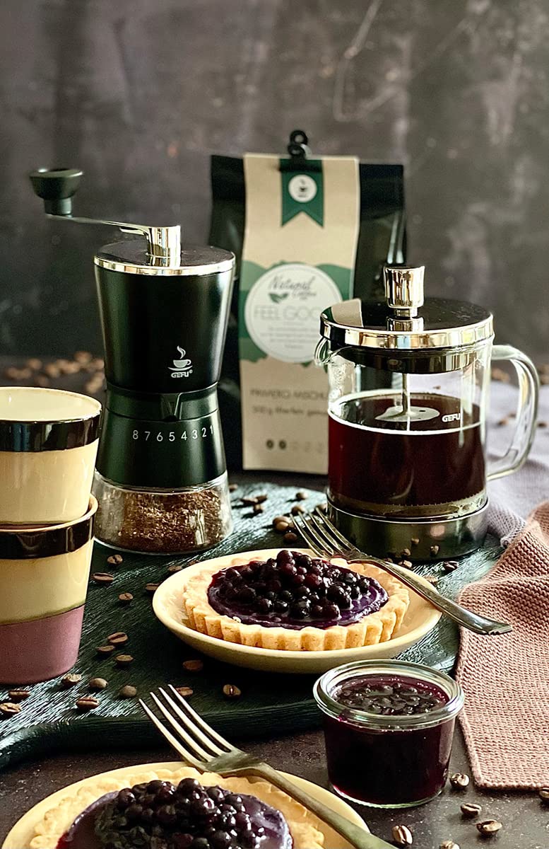 GEFU Kaffeebereiter DIEGO 600 ml | French Press aus Borosilikatglas & Edelstahl | Für 5 Tassen Kaffee oder Tee | Abnehmbarer Boden, spülmaschinengeeignet