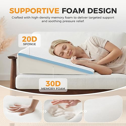 Miniatura 3 de NEWBULIG Almohada de cuña, almohada de espuma viscoelástica para aliviar el reflujo ácido y la acidez estomacal, recuperación poscirugía,