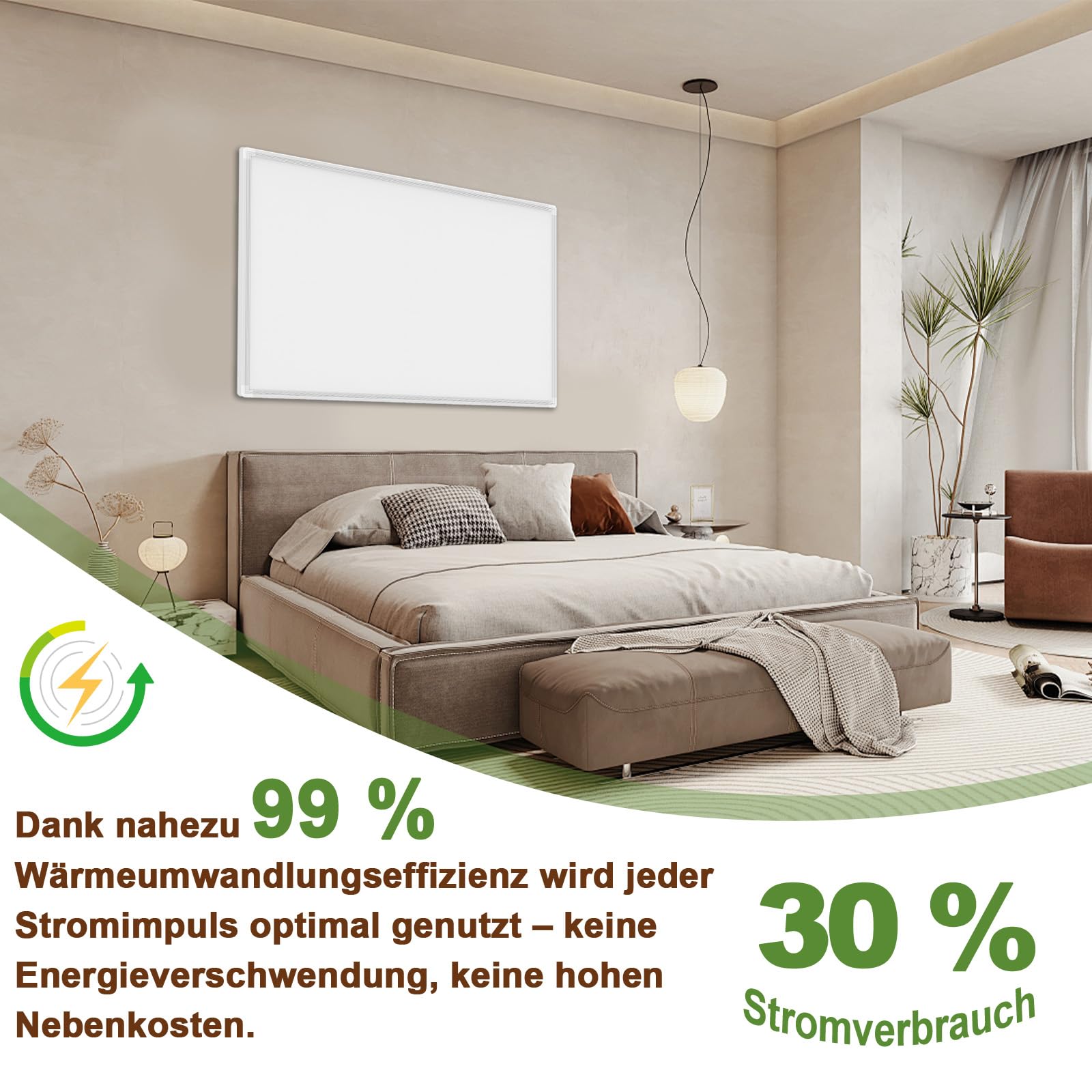 Behaglich Pannello Radiante Infrarossi 800W, Riscaldatore a Infrarossi per Montaggio a Parete Fino a 120 Gradi Celsius per 10-20㎡ - TÜV 10 Anni di Garanzia