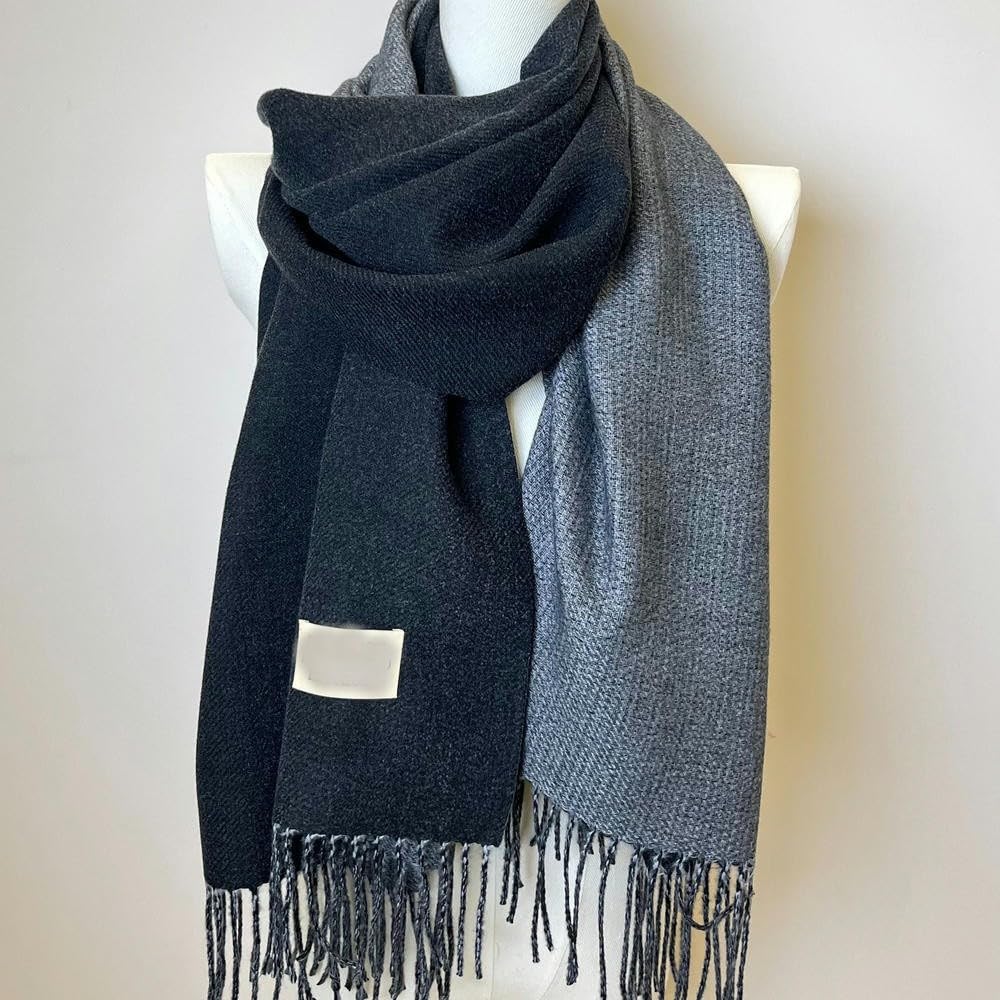 SYJYM Bufanda de Dos Colores de Doble Cara, Chal con borlas de Cachemira de imitación básico Simple, protección para el Cuello Unisex a Prueba de frío para otoño e Invierno