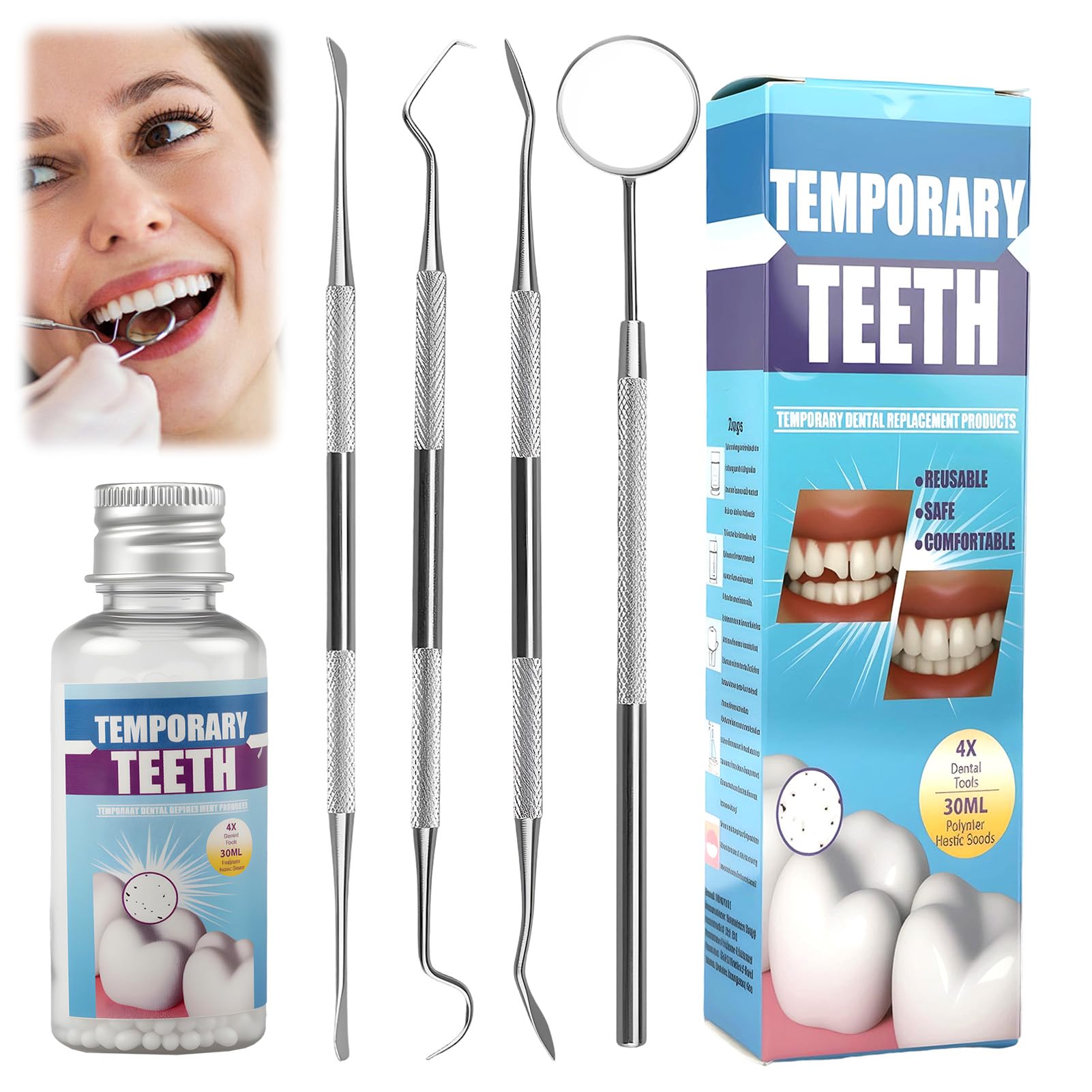 Photo 1 of **2 PACK**Tooth Repair Kit with 4 Dental Tools, Temporary Tooth Filling for Broken or Missing Teeth, Easy Tooth Replacement Solution to Restore Your Smile and Improve Confidence