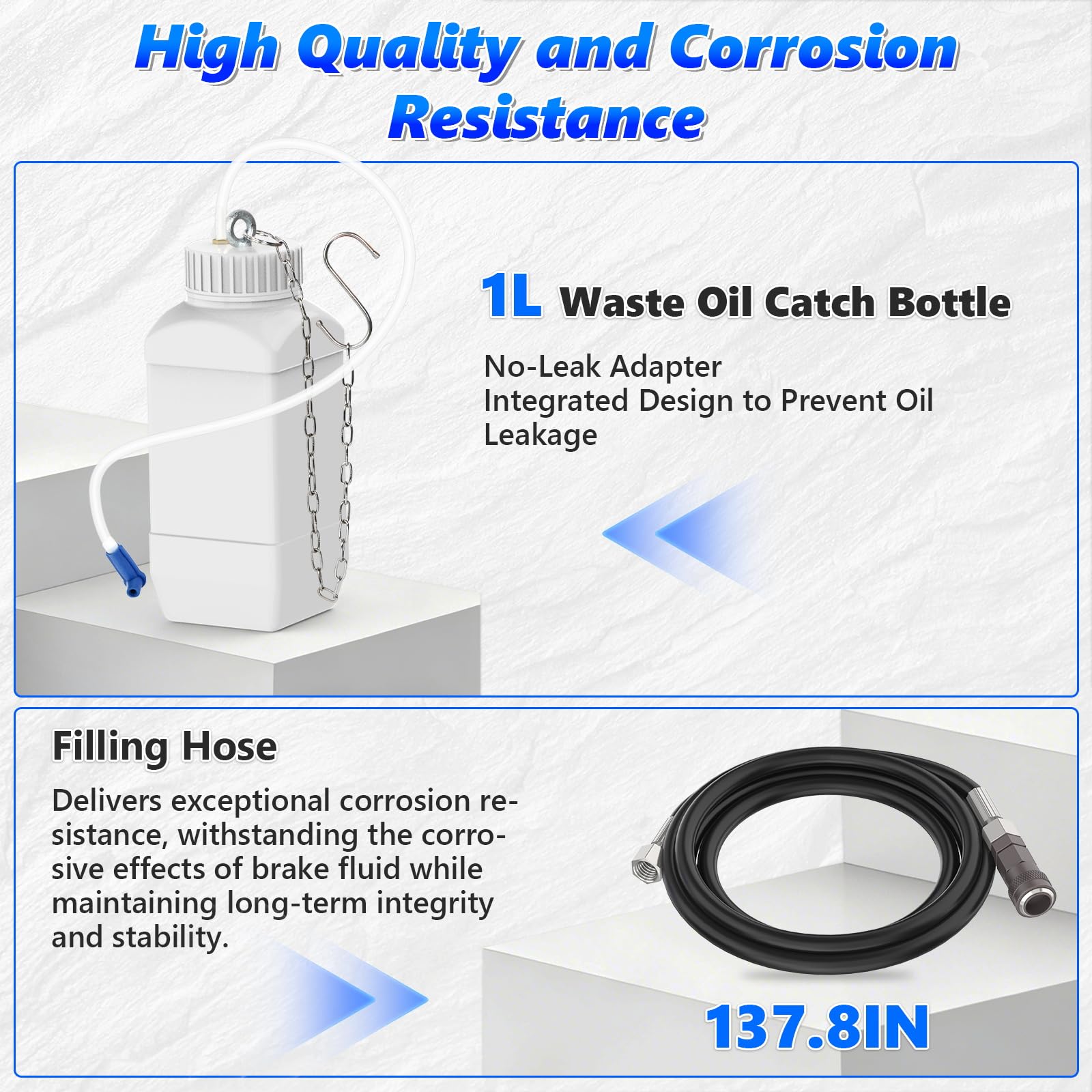 BELEY Automático Purgador Frenos Coche Apto para Toyota Renault Volkswagen | Cambio de Líquido de Frenos por una sola Persona, 0.7 – 2.5 Bar, 3 Adaptadores de Cilindro Maestro, Sin Burbujas
