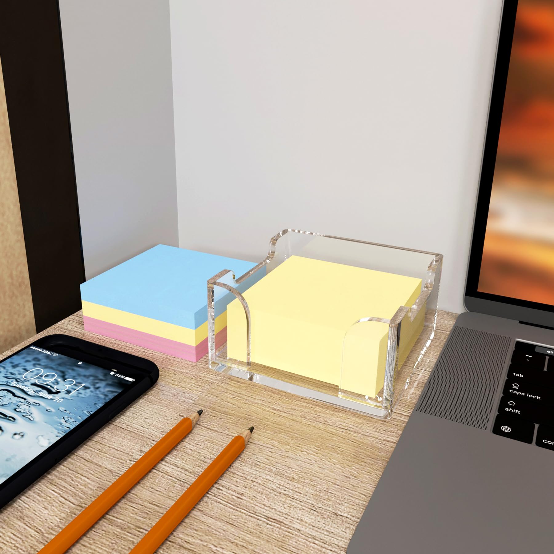 Notepad With Dispenser Desktop Note Dispenser CINDALOG Clear Acrylic Sticky Note Holder - 3x3 ...