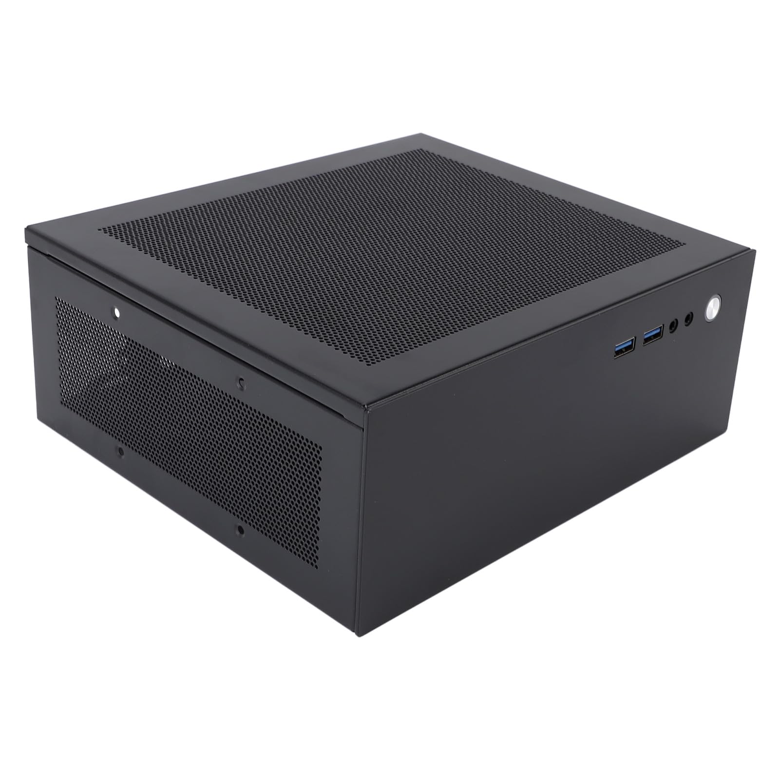 Alomejor Obudowa Komputera do Gier Mesh Punch Tower do Płyty Głównej ITX, Stal Walcowana na Zimno, Porty USB 3.0, Wnęki na Dyski SSD + HDD, 1 Gniazdo PCI, Zasilacz FLEX