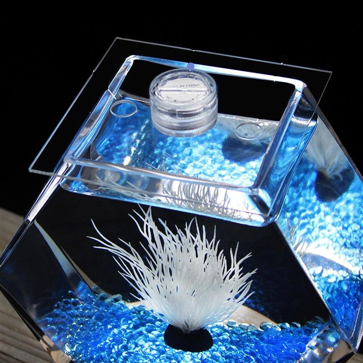 Fish Tank Glass Fish Tank Thickened Transparent Fish Tank Desktop Decorative Fish Tank Office Creative Goldfish Bowl Glass Vase Fish Bowl(20x10x17.6cm)