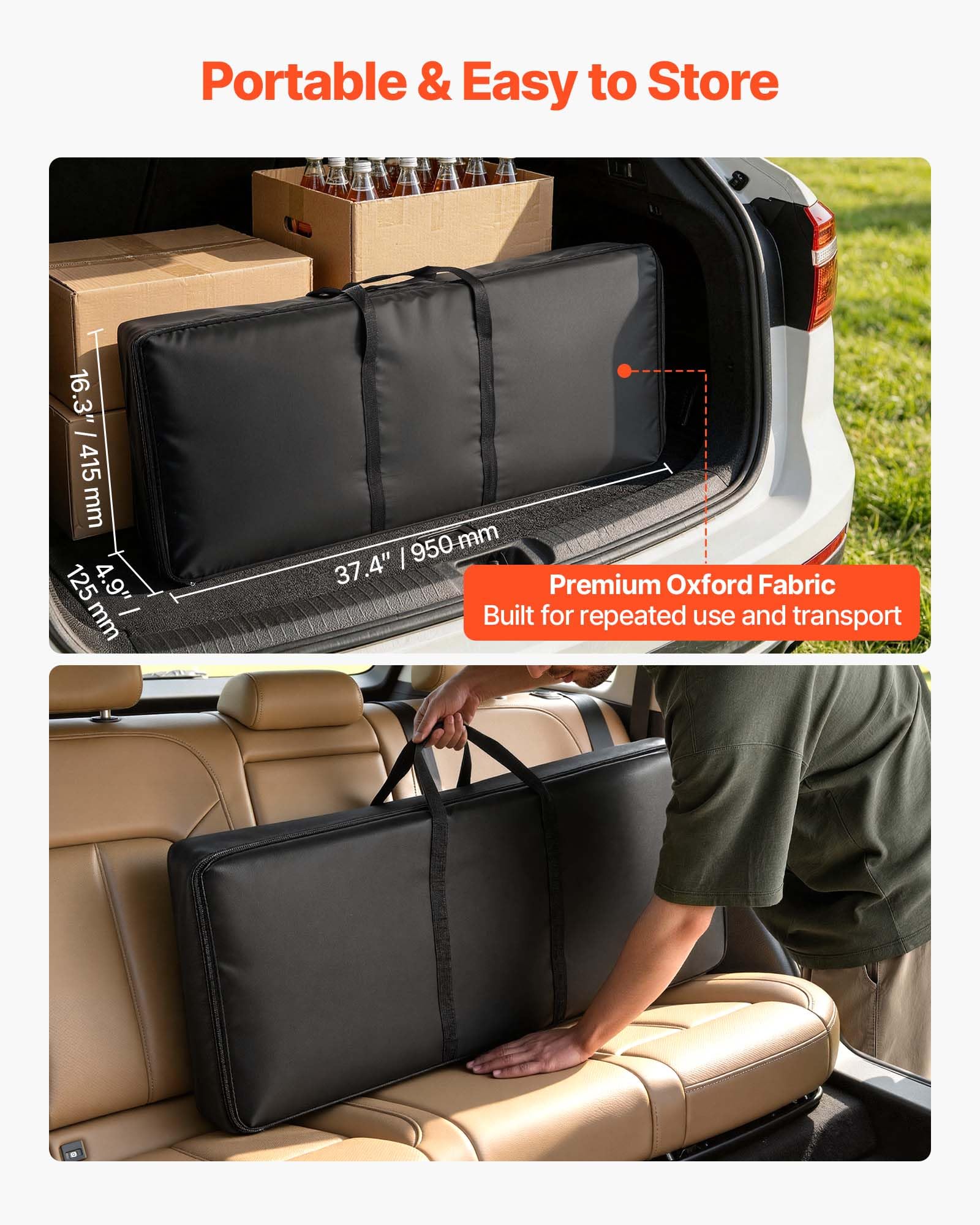 VEVOR Tavolo da Bar Pieghevole e Portatile, Bancone Smontabile 980 x 385 x 870 mm, con Borsa per Trasporto, Ripiano Portaoggetti e Tela Rimovibile, Postazione Bar per Mercatini Eventi Feste e Fiere