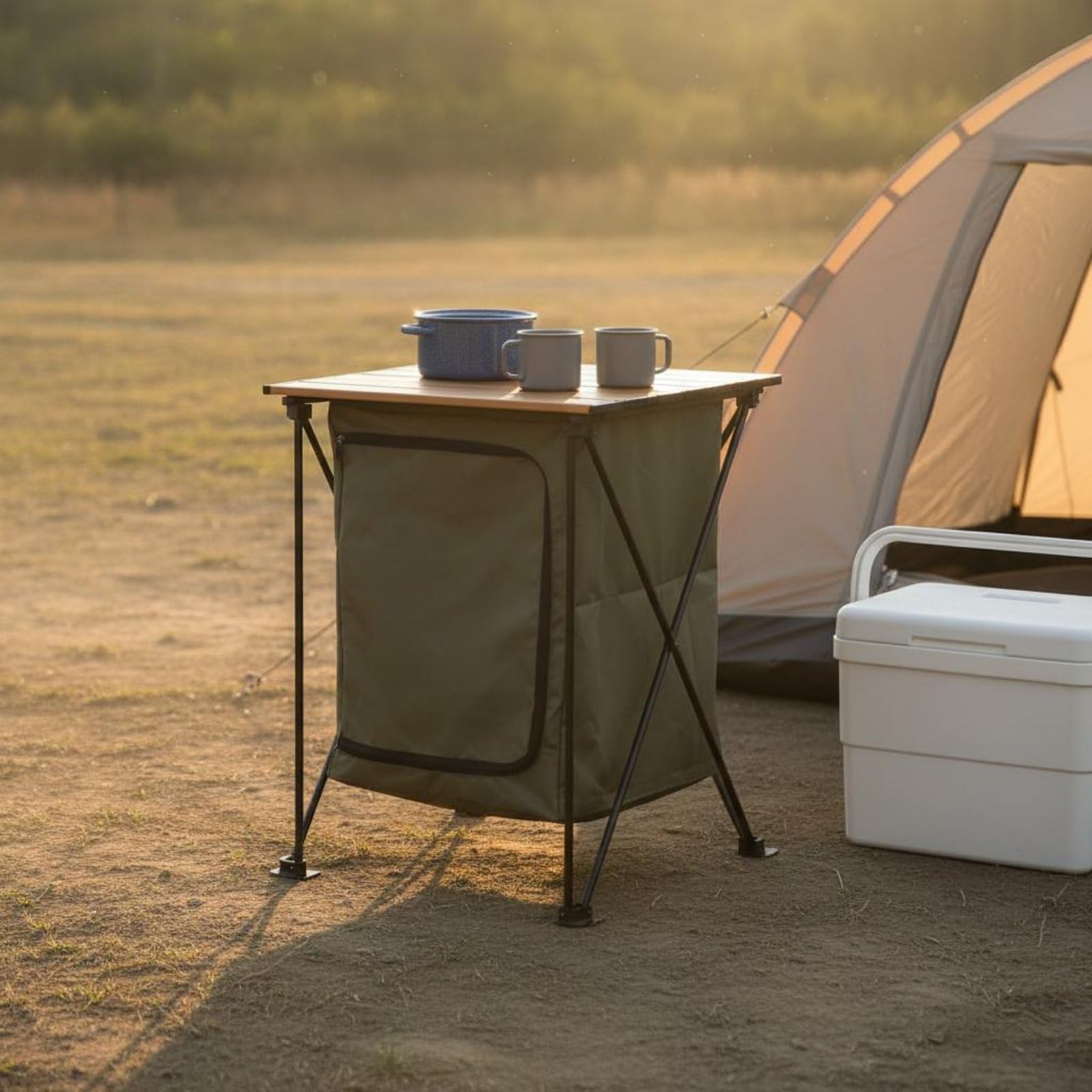 Gabinete de Almacenamiento Plegable Fácil de Plegar y Estructura Estable de Aluminio Resistente en Ambientes Exteriores y Divisor Adaptable Adecuado para Senderismo y Picnic, Color to 3