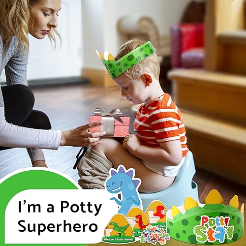 Miniatura 5 de Tabla de entrenamiento para ir al baño para niños pequeños y niñas, una tabla de orinal de dinosaurios con 35 calcomanías magnéticas reutilizables