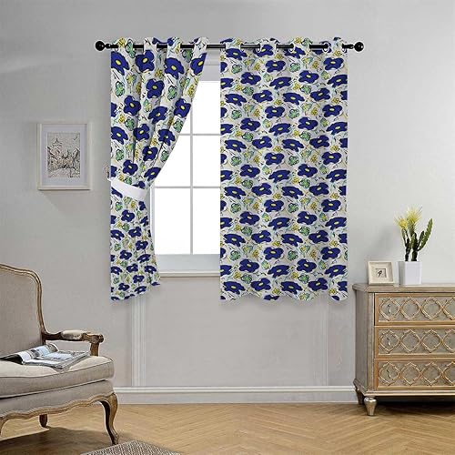 Miniatura 3 de Cortinas De Cocina Modernas Doodle Grommet Short Accordion Room Divider Boho Drapes 72Inch Width by 85Inch Length,2 Panels