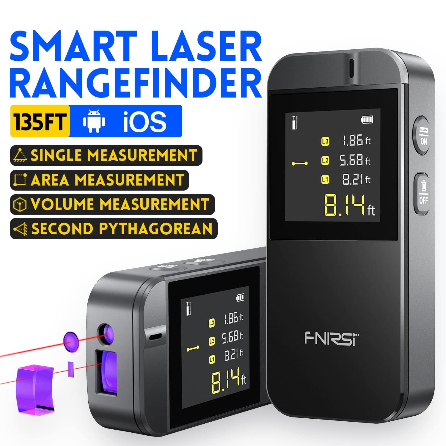 FNIRSI IR40 Laser Distance Meter - 135ft, APP Control -2