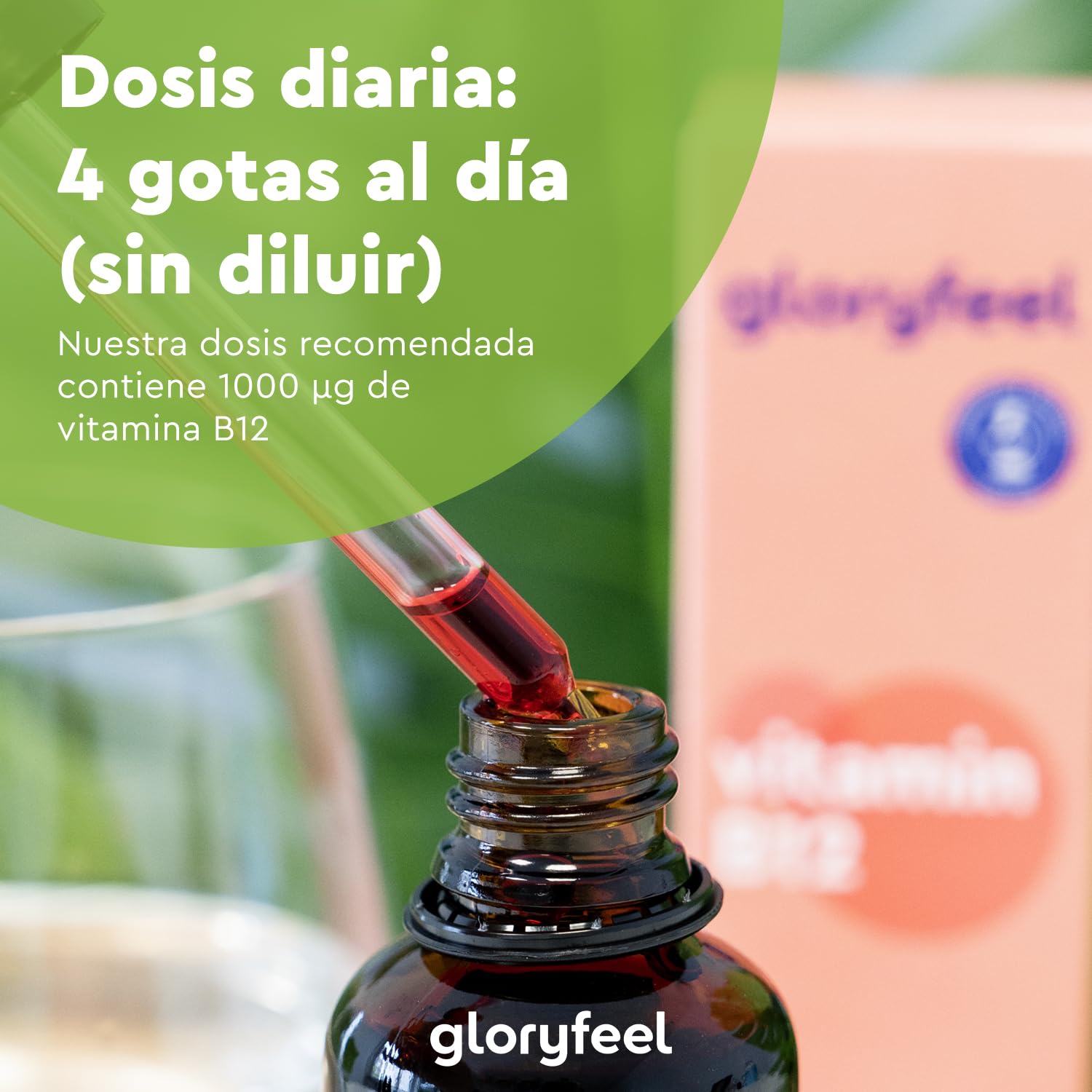 Vitamina B12 en gotas 1.000mcg -1.250 Gotas veganas (50ml) - 2 Formas activas: Metilcobalamina y Adenosilcobalamina - Probadas en laboratorio y fabricadas en Alemania