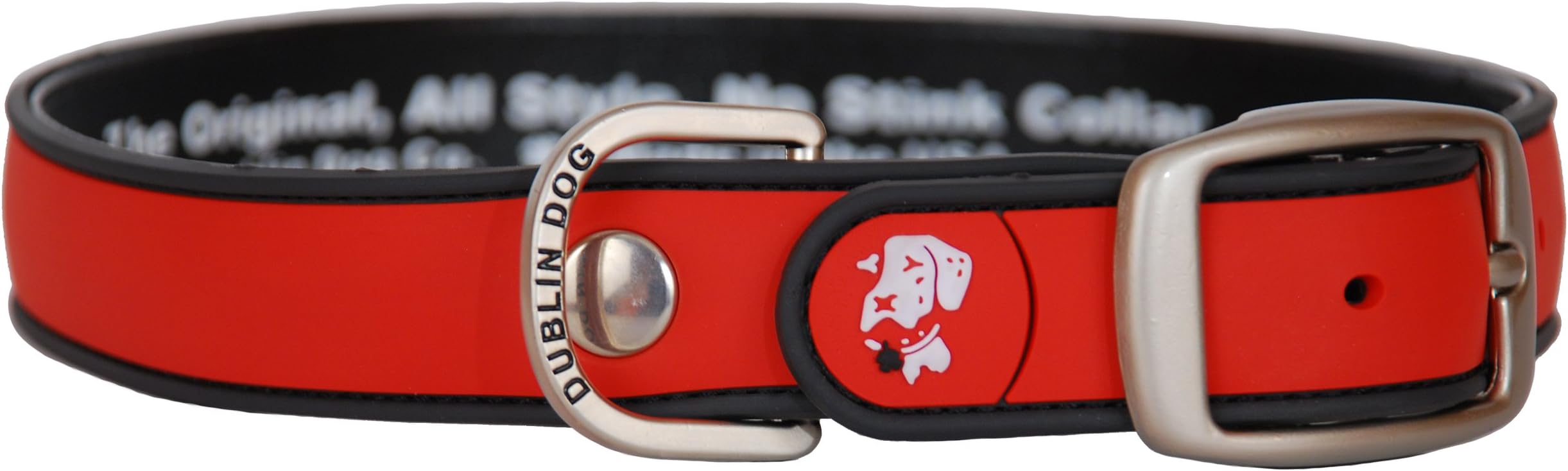 All Style, No Stink Dog Collar, Red Gray, Medium 12.5" x 17"
