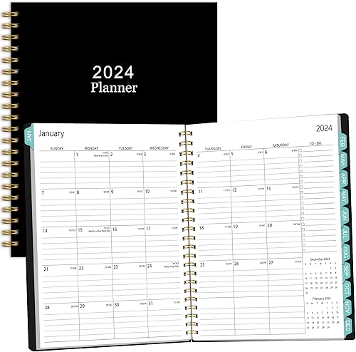 Agenda 2024-2024, agenda académica semanal y mensual de 8.5 x 11 pulgadas, agenda académica anual, 12 pestañas mensuales, calendario, bolsillo disponible en Yaxa Peru