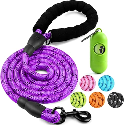 Miniatura 85 de COOYOO - Conjunto de 2 correas para perro de 5 pies, de alta resistencia, cómodo mango acolchado, correa reflectante para perros medianos y grandes