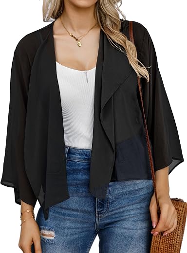 Kimonos for Women Summer Cardigan Chiffon Floral Cover up Loose Casual Top Blouse