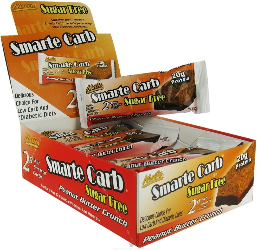 NuGo Nutrition Smarte Carb® Protein Bar, Peanut Butter Crunch, 12 Bars, 1.83 oz (52 g) Each