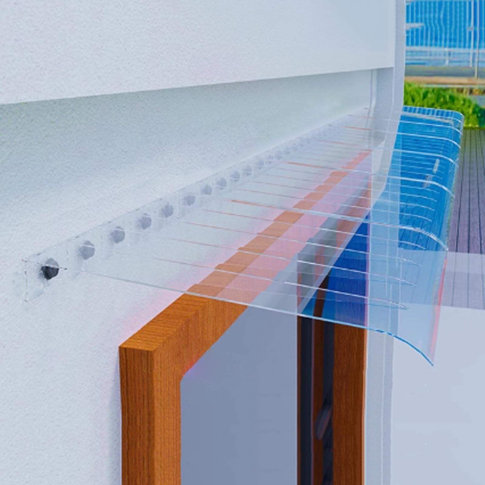 Auvent de porte extérieur polycarbonate 3,5 mm ombrage fenêtre 40 x 240 cm