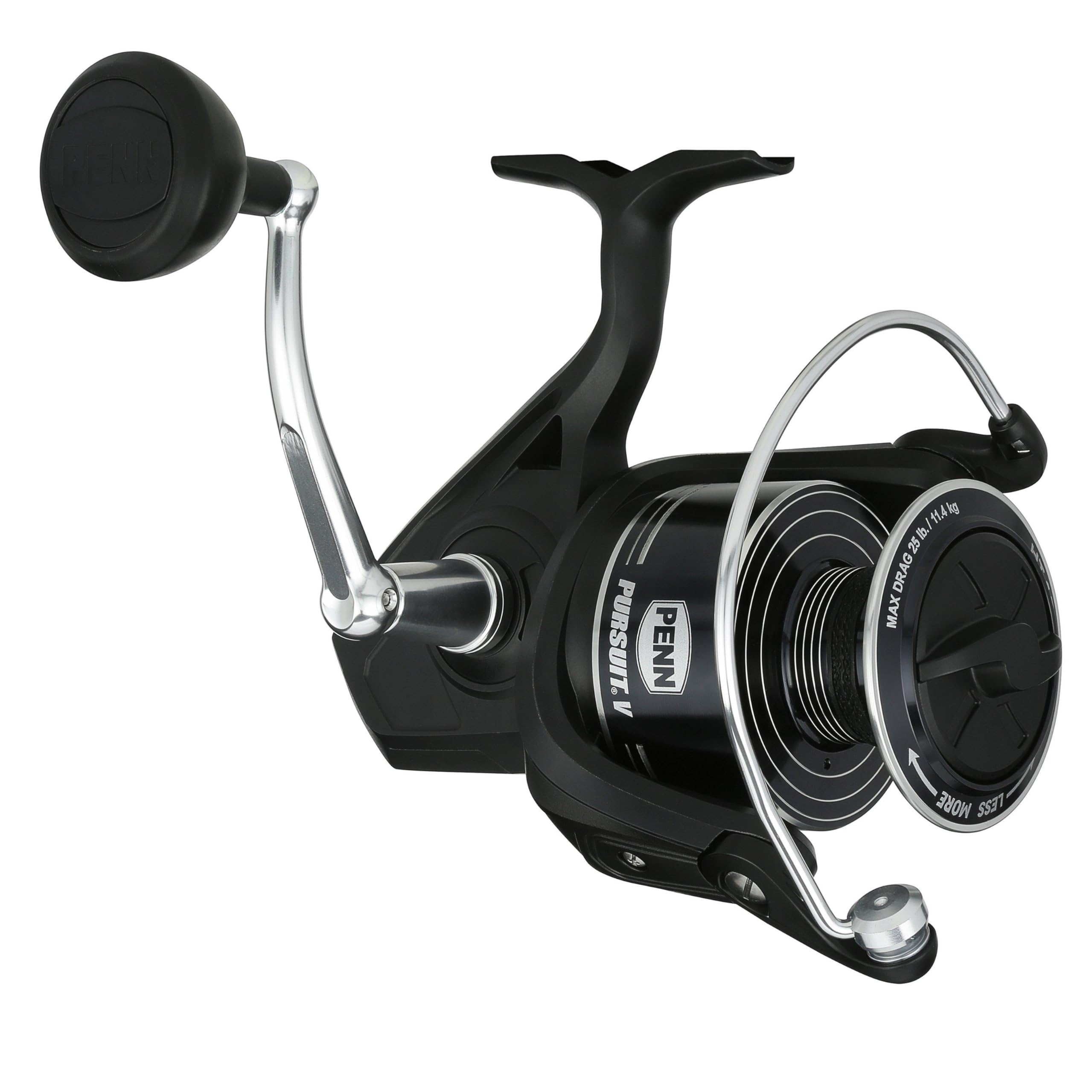 PENN Pursuit® V Kołowrotek spinningowy| Kołowrotek do połowu drapieżników w wodach słonych | Trolling, casting i łowienie na dnie | Pierścienie pojemności linki | Przełożenie 5,3:1 | 8000 | Oburęczny