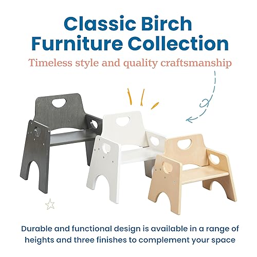 Miniatura 9 de ECR4Kids Silla apilable de madera para niños pequeños, 6 pulgadas, muebles para niños, lavado blanco, paquete de 2