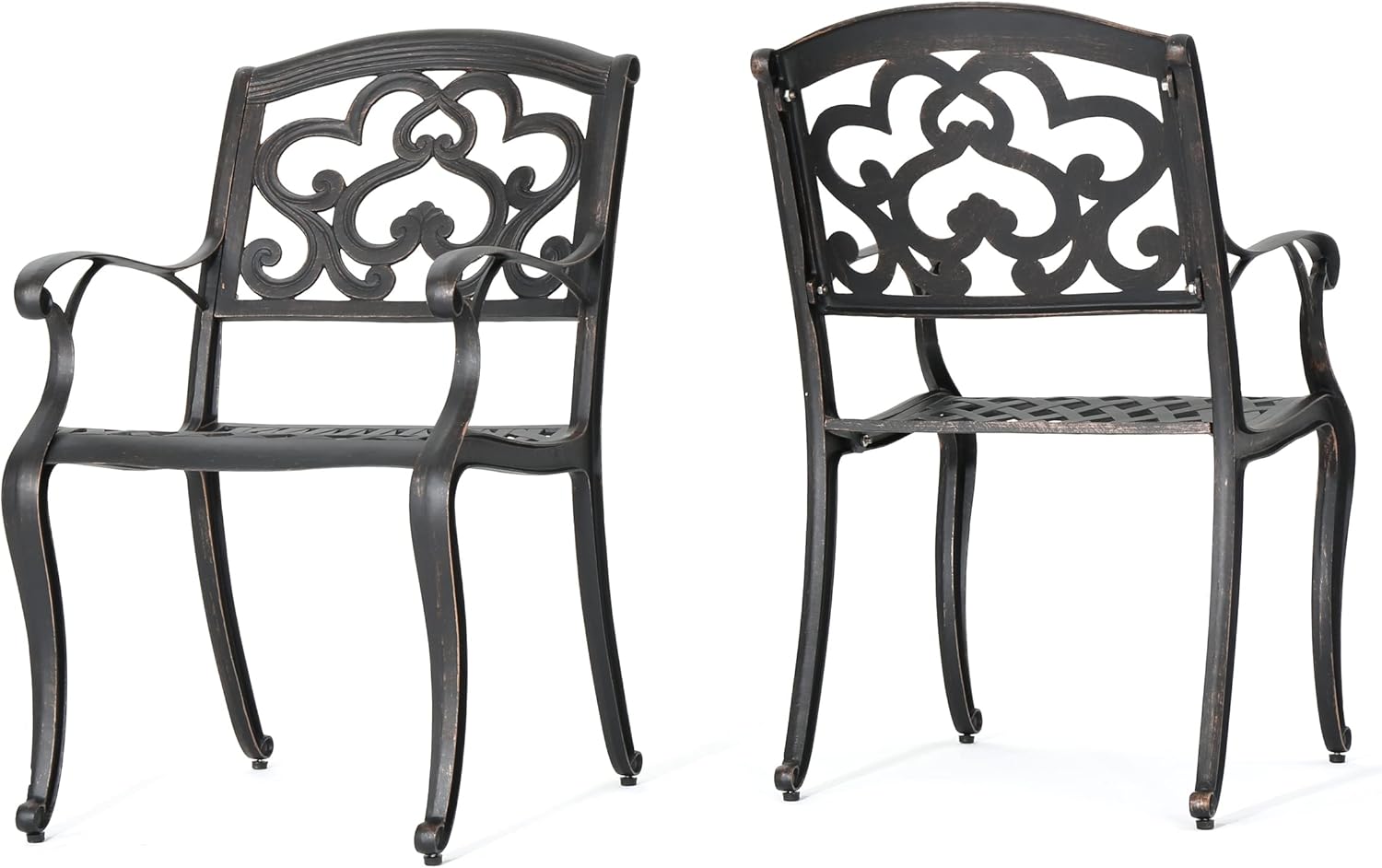 Christopher Knight Home Austin Outdoor Cast Aluminum Dining Chairs, 2-Pcs Set, Shiny Copper