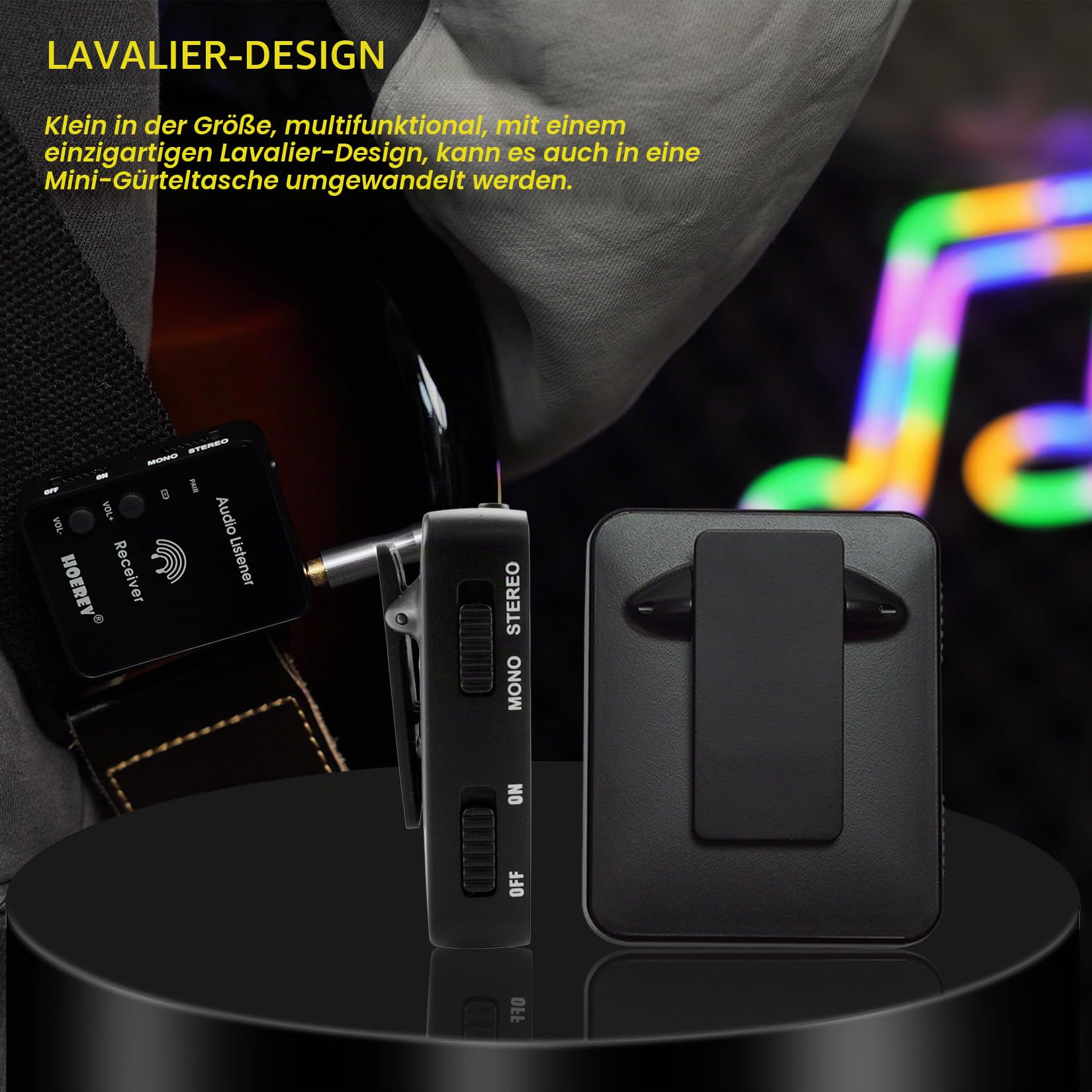 Hoerev In-Ear Monitoring Kopfhörer – Professionelles Audio und 2.4G Stereo Technologie, Hochleistungs-Operation – Ideal für Studioqualität, Live-Auftritt, EIN Satz Empfänger und Sender