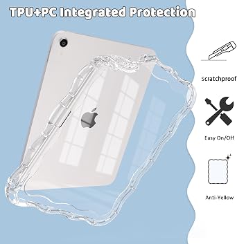 Clear Case for iPad (A16) 11-inch 11th Generation 2025 / iPad 10th Generation 10.9 inch, Wave-Border Soft TPU+Hard PC, Anti-Scratch Ultra Slim Protective Tablet Cover, Shockproof Impact Resistant.