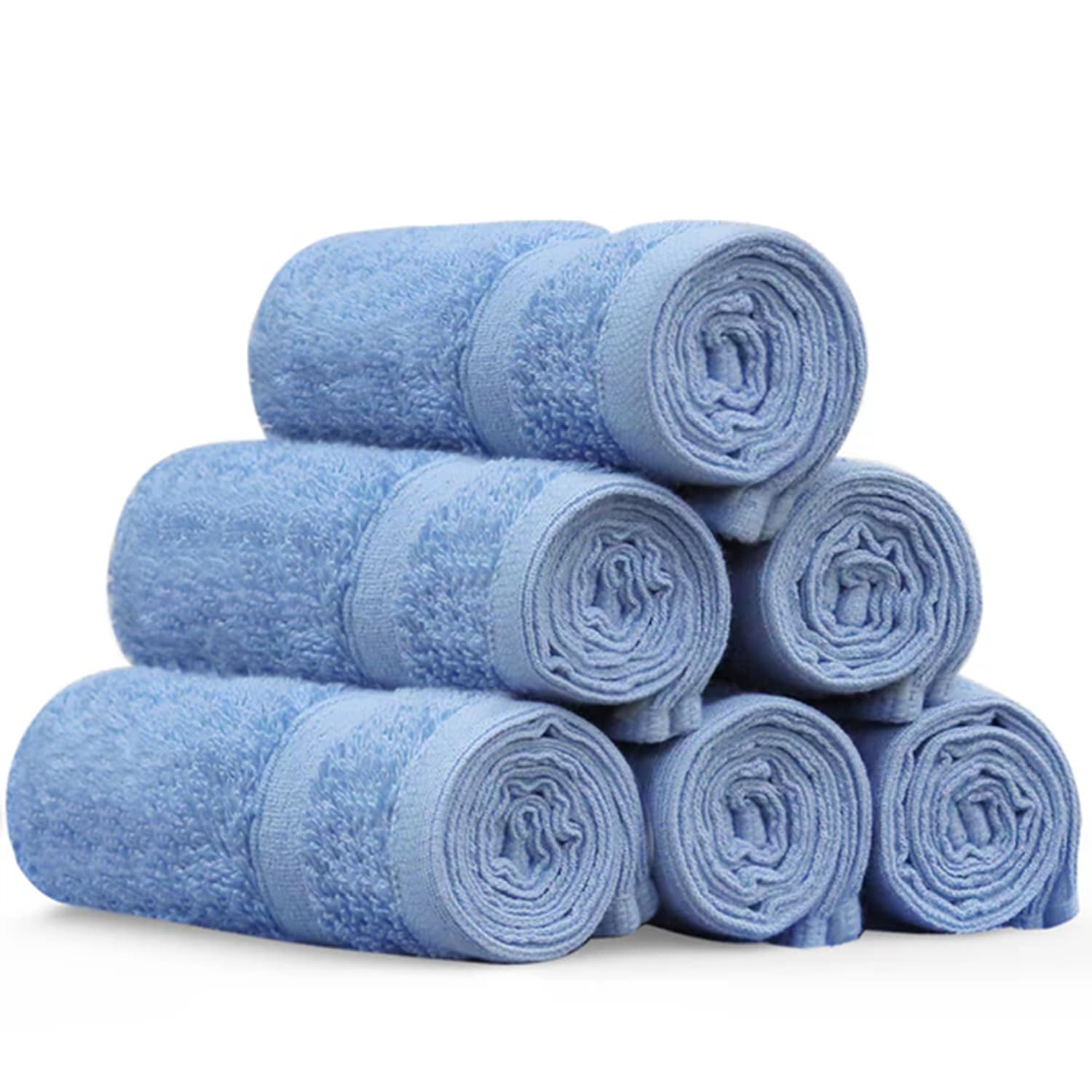 Set Of 12 Towels - Cotton Washcloths 30x30 cm White 100% Cotton, Premium Quality Flannel Face Cloths, Highly Absorbent and Soft Feel Fingertip Towel Set (Denim, 30x30 Cm)