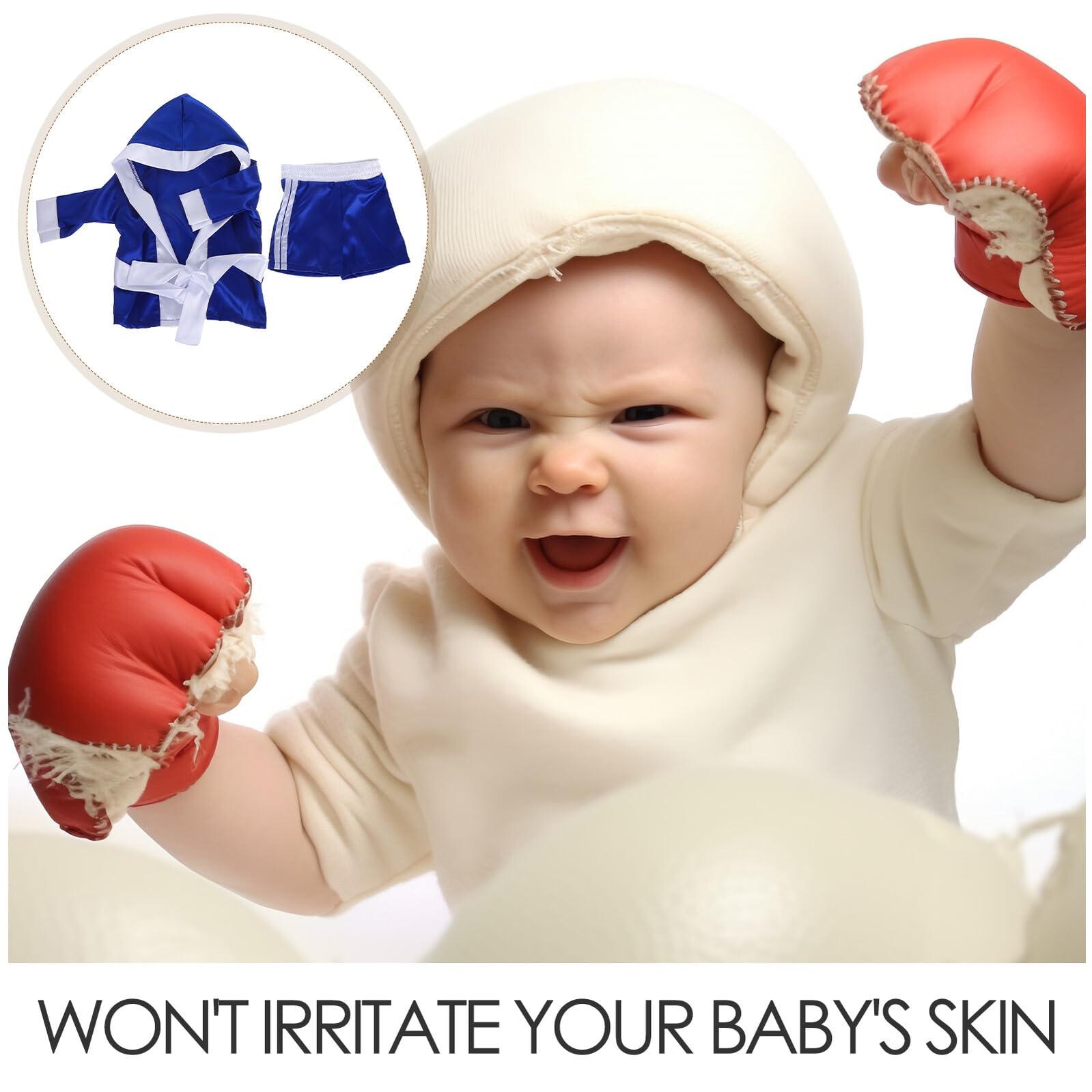 BESPORTBLE - Conjunto de boxeo para bebé o niño, 1 unidad, color azul, traje de fotos – nacido, cómodo de tela suave para sesiones de estudio, accesorio de fotos ajustable para Shooting Meses