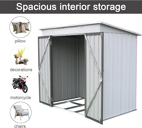 Miniatura 6 de Cobertizo organizador de cobertizo de almacenamiento al aire libre de 6 x 4 pies, casa de herramientas de jardín para patio trasero, patio, garaje,