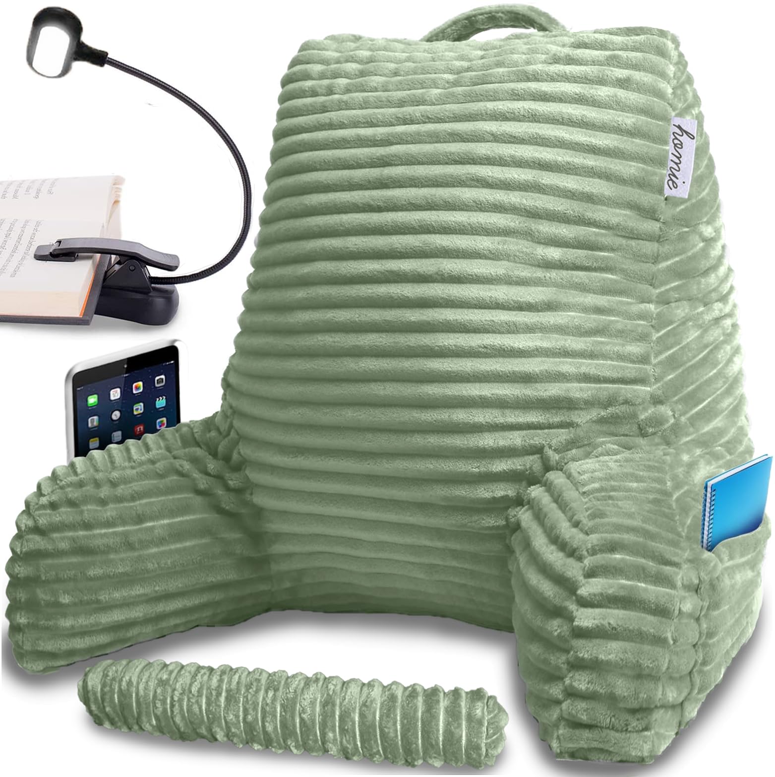 Homie Reading Pillow With Arm Rests & Wrist Support - Memory Foam Back Rest