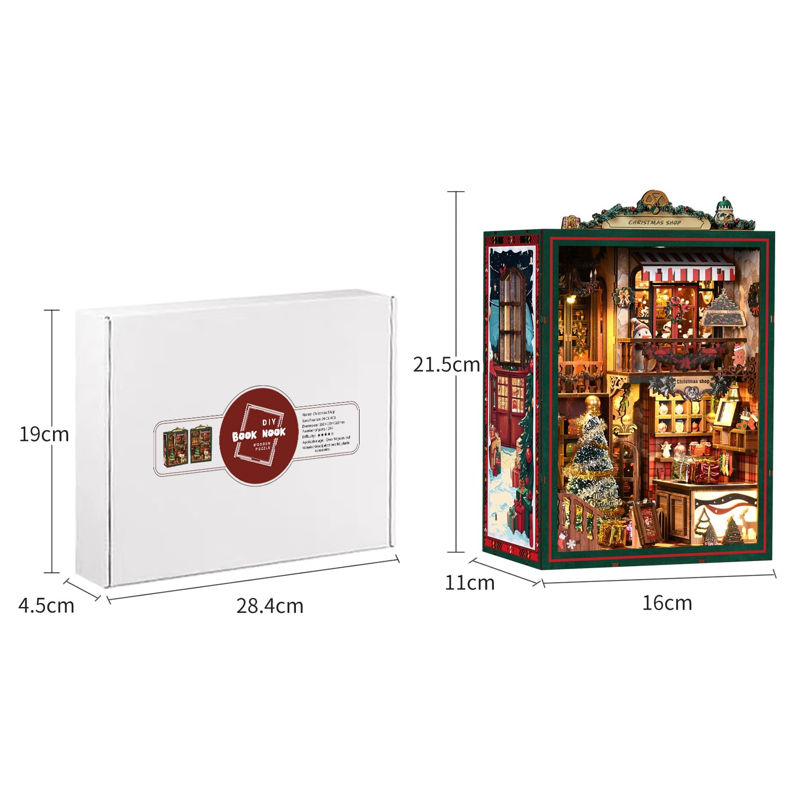 DIY Christmas Shop z pudełkiem muzycznym, zestaw do majsterkowania dla dorosłych, mini domek z drewna z meblami, mały dekoracyjny zestaw dla lalek z narzędziami, zestaw do majsterkowania na