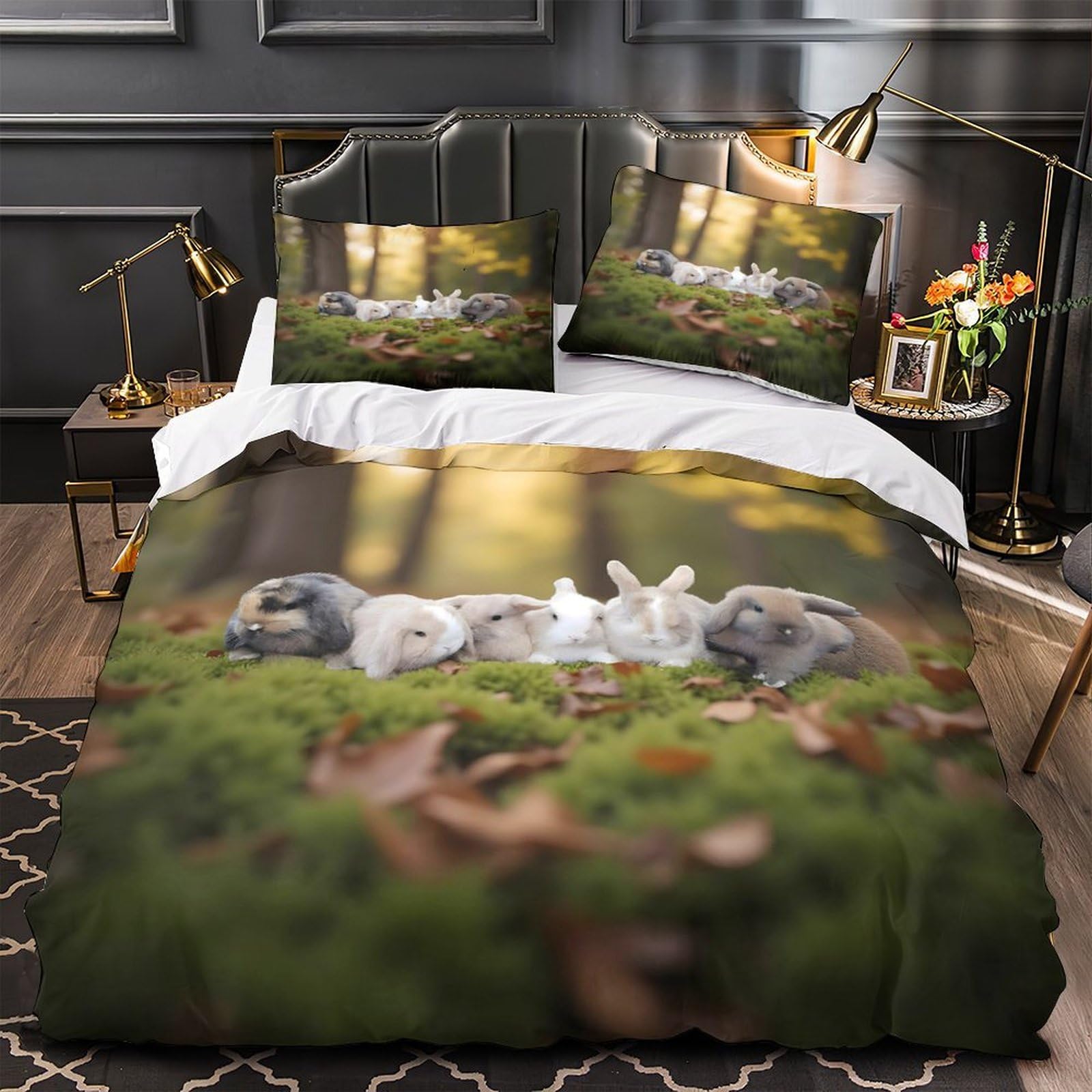 Housse de couette fermeture éclair anti-allergie parure abeille 260x220