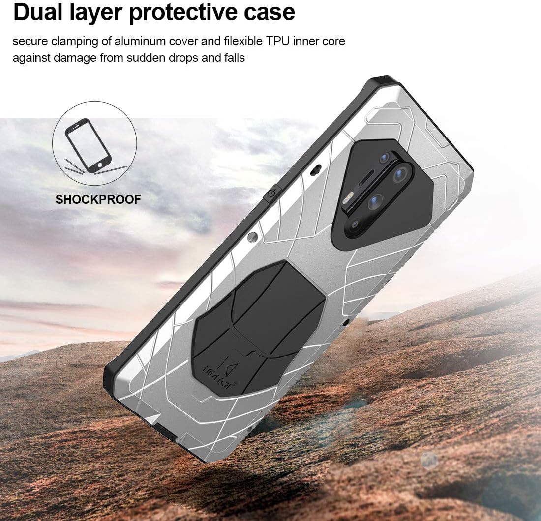 Gеt Sресіаl Prісе DDJ case for Oneplus 8 Pro, Rugged Protective Cover, Hard Armor Aluminum Heavy Duty Bumper Hard Tough Protectctive Shock Reduction Dust-Proof Case (Silver)