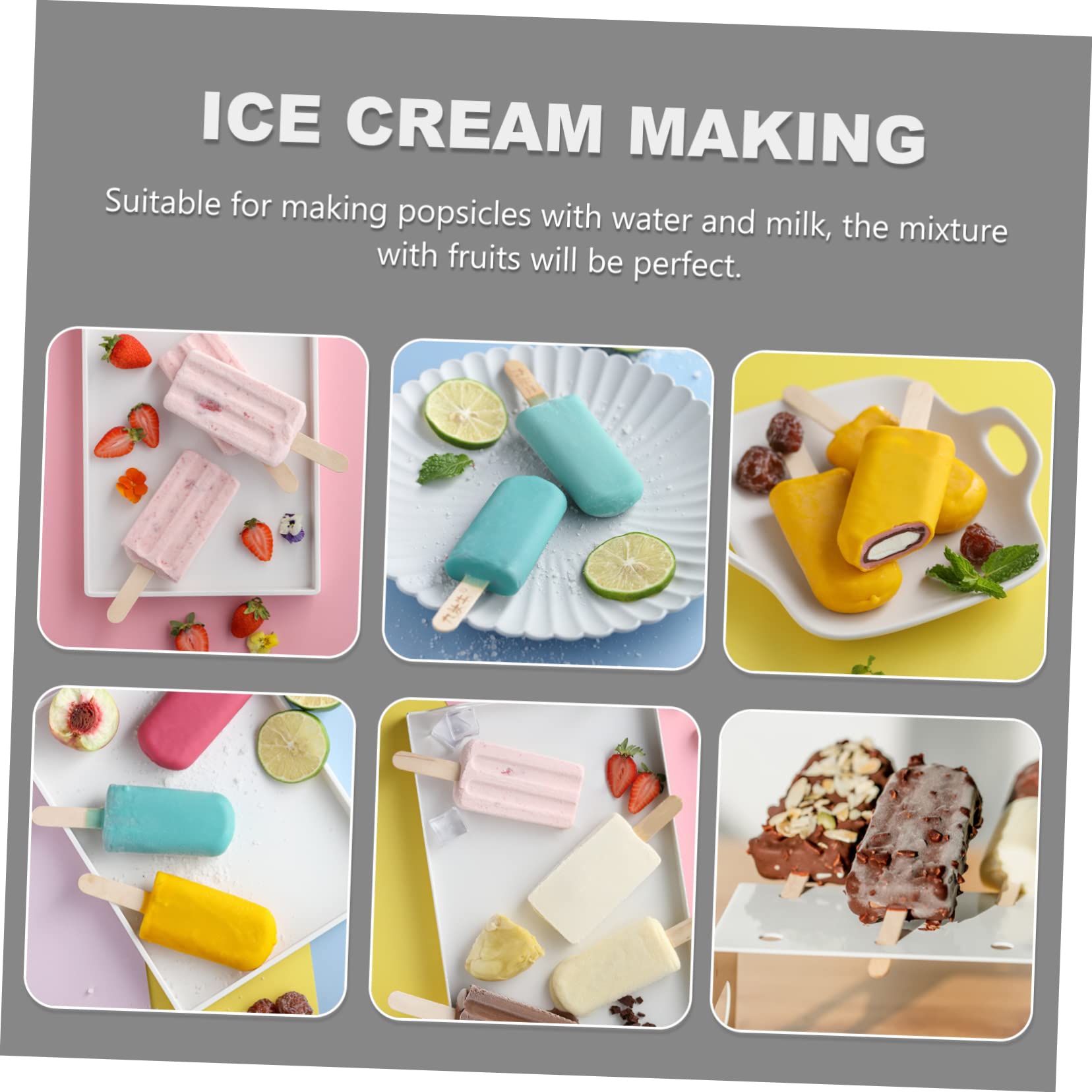 Moule à Glace Diy Silicone Semi-transparent Cavités Avec Bâtonnets Bois Pour Sorbets Maison Réutilisable Sain Pour Jus Yaourt Et Fruits
