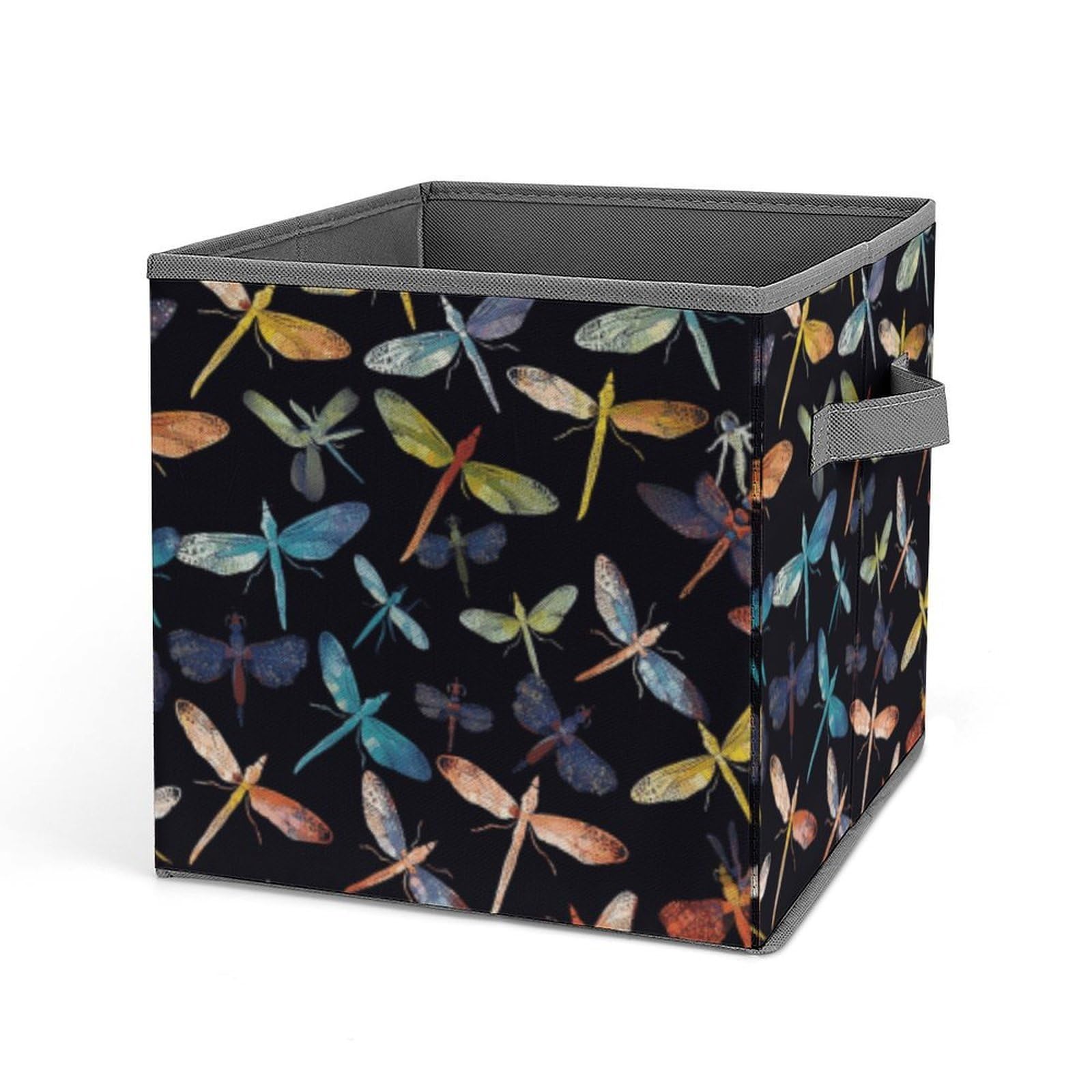 JTREHY Colorful Dragonfly Storage Bins Sturdy Large Capacity Folding Sorting Boxes Convenient Stable Storage Box Collapsible Fabric Storages Cubes Organizer with Handles