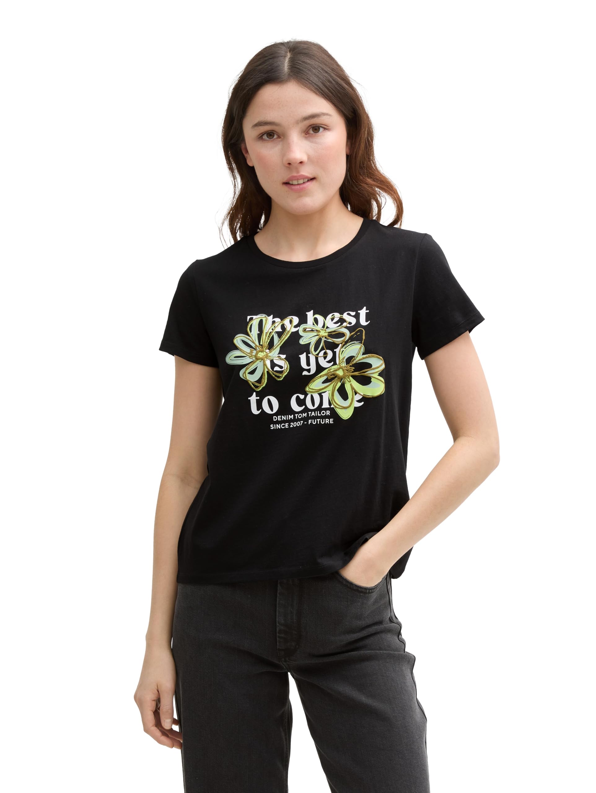 TOM TAILOR Denim Women's T-Shirt, 14482 - Deep Black, XS