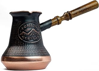 4 Cup (355ml) Handmade Armenian Coffee Maker Copper Jazva Ararat Turkish Arabic Greek Cezve Jezve Ibrik Turka Jazzve Jazve Wooden Handle