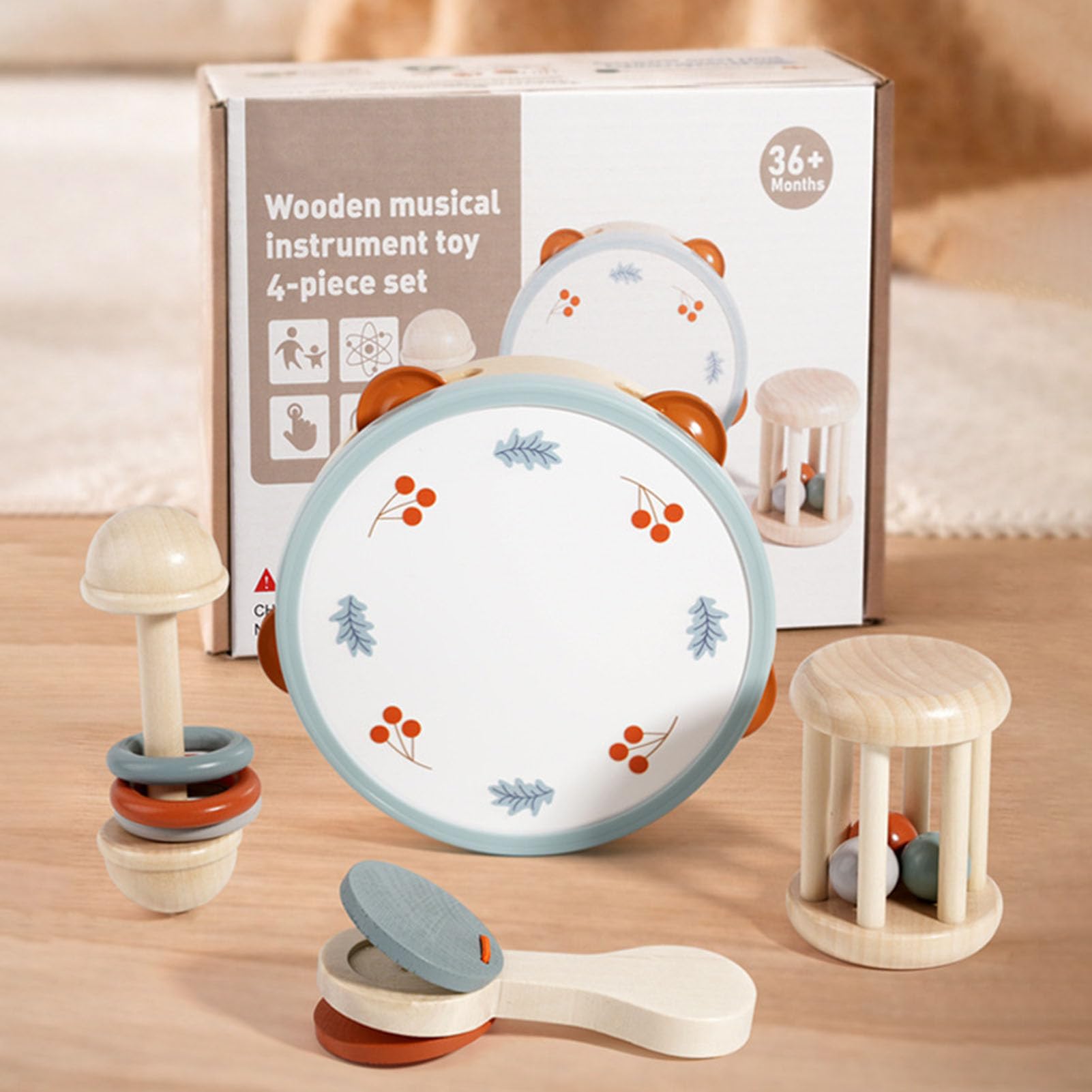 Set di Strumenti Musicali in Legno per Bambini, Kit di Giocattoli a percussione Orff