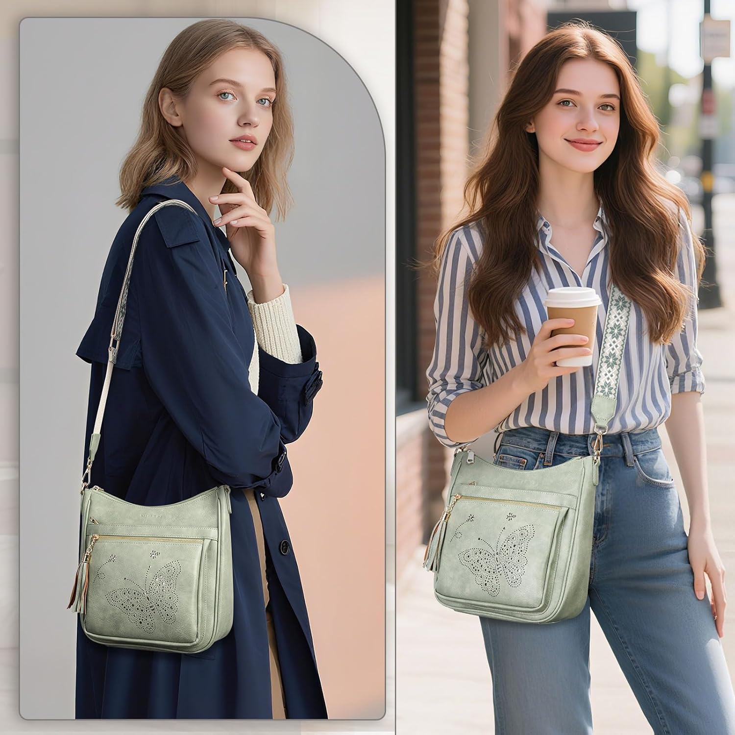 Medium Crossbody Bags for Women Trendy, Women's Butterfly Shoulder Handbags with Tassel - Image 2