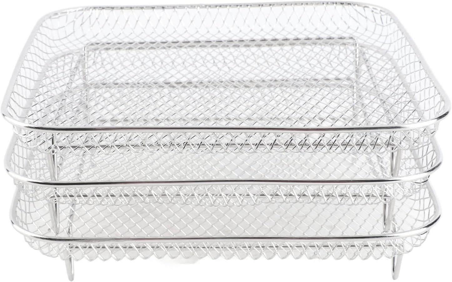 gernie Air Fryer Rack, Three Stackable Dehydrator Racks for for, for Instant Vortex, for Nuwave, Stainless Steel Air Fryer Accessories for Ovens, Microwaves, Pots, Steams, Square, gernie21oiy4ute7-12