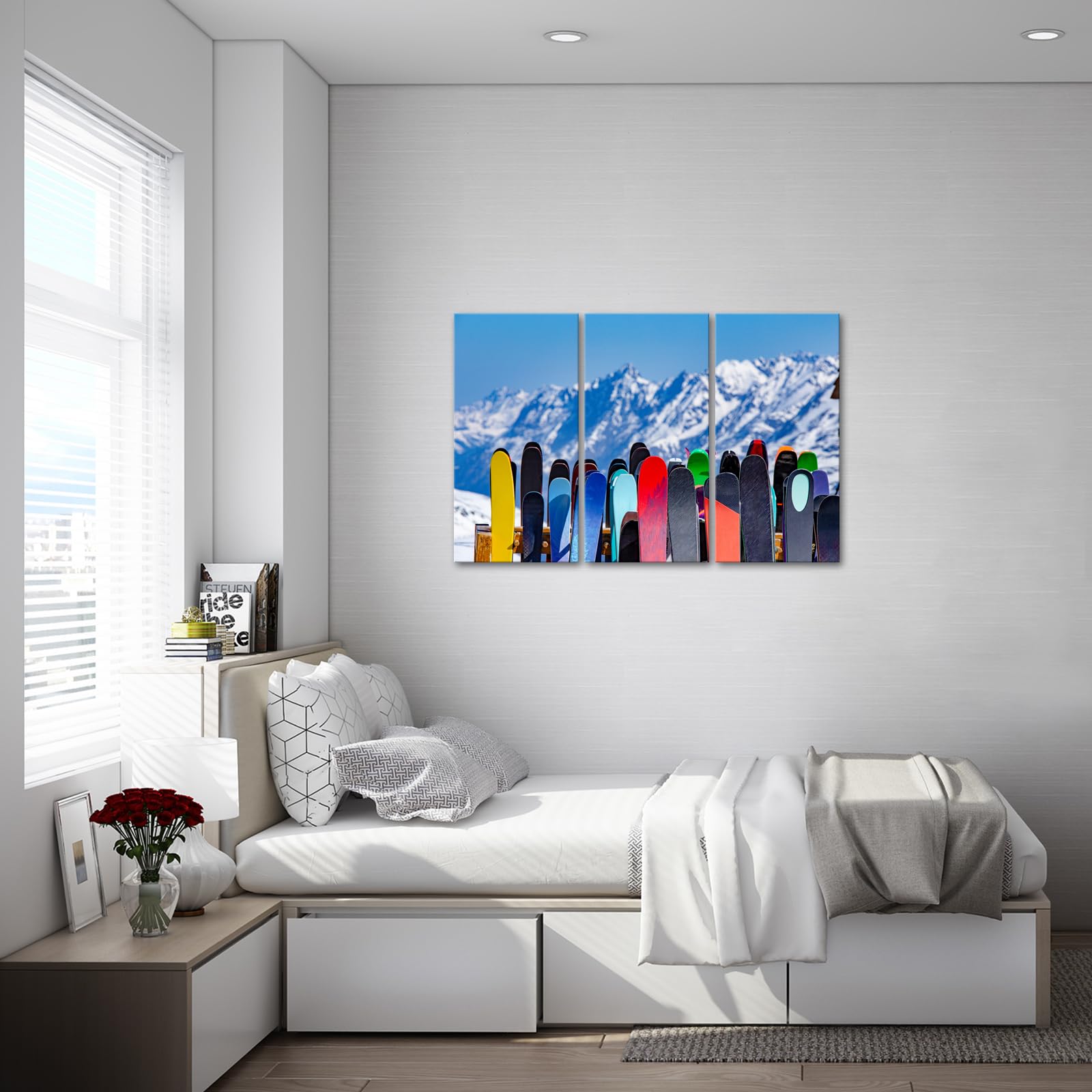 Amazon.com: iKNOW FOTO Canvas Set of 3 Snowboard Canvas Prints Ski