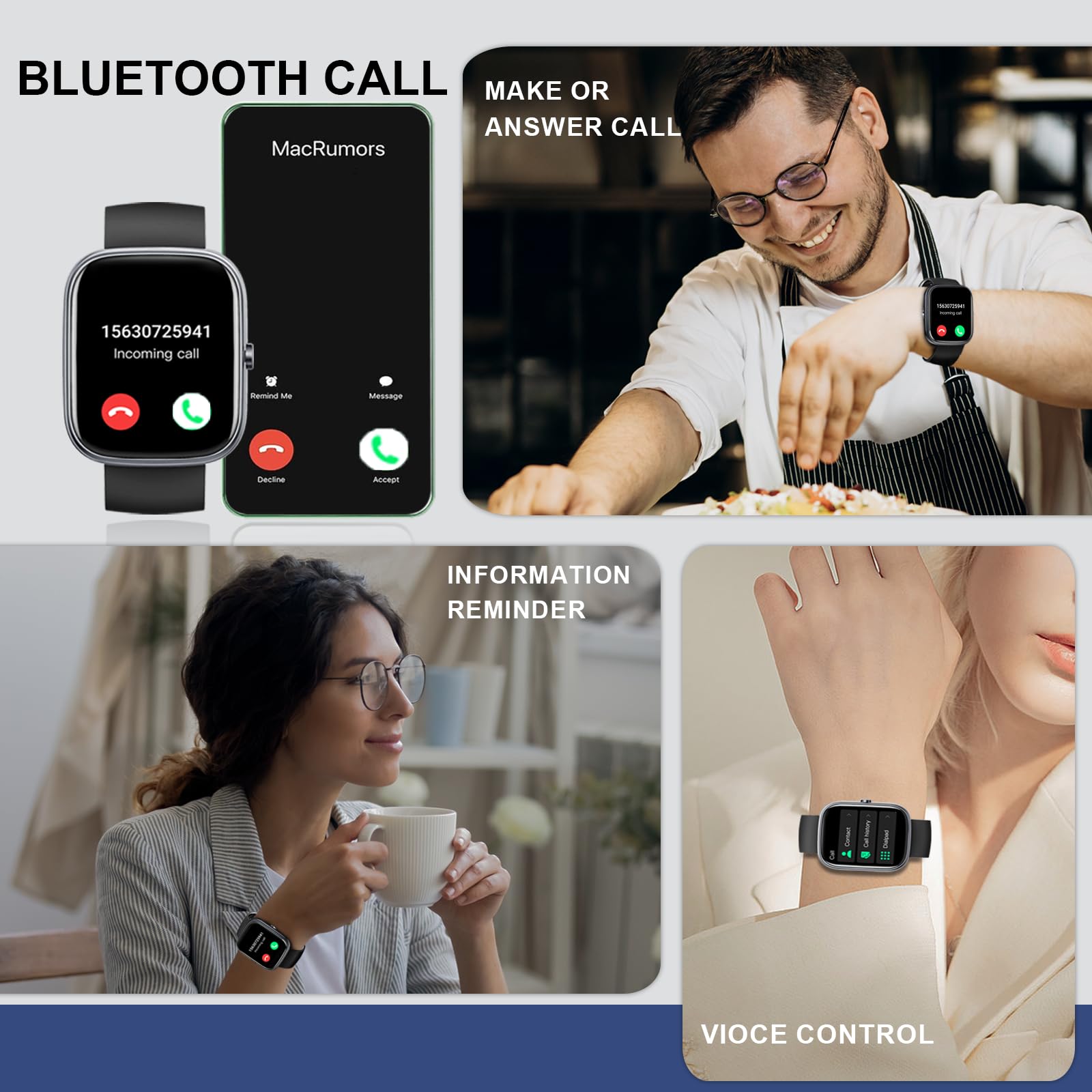 Smart Watch for Men Women (Answer/Make Call), 2025 New 1.91" HD SmartWatch, Fitness Watch with 120+ Sport Modes, IP68 Waterproof, Heart Rate/Sleep Monitor, Pedometer, Activity Tracker for Android iOS