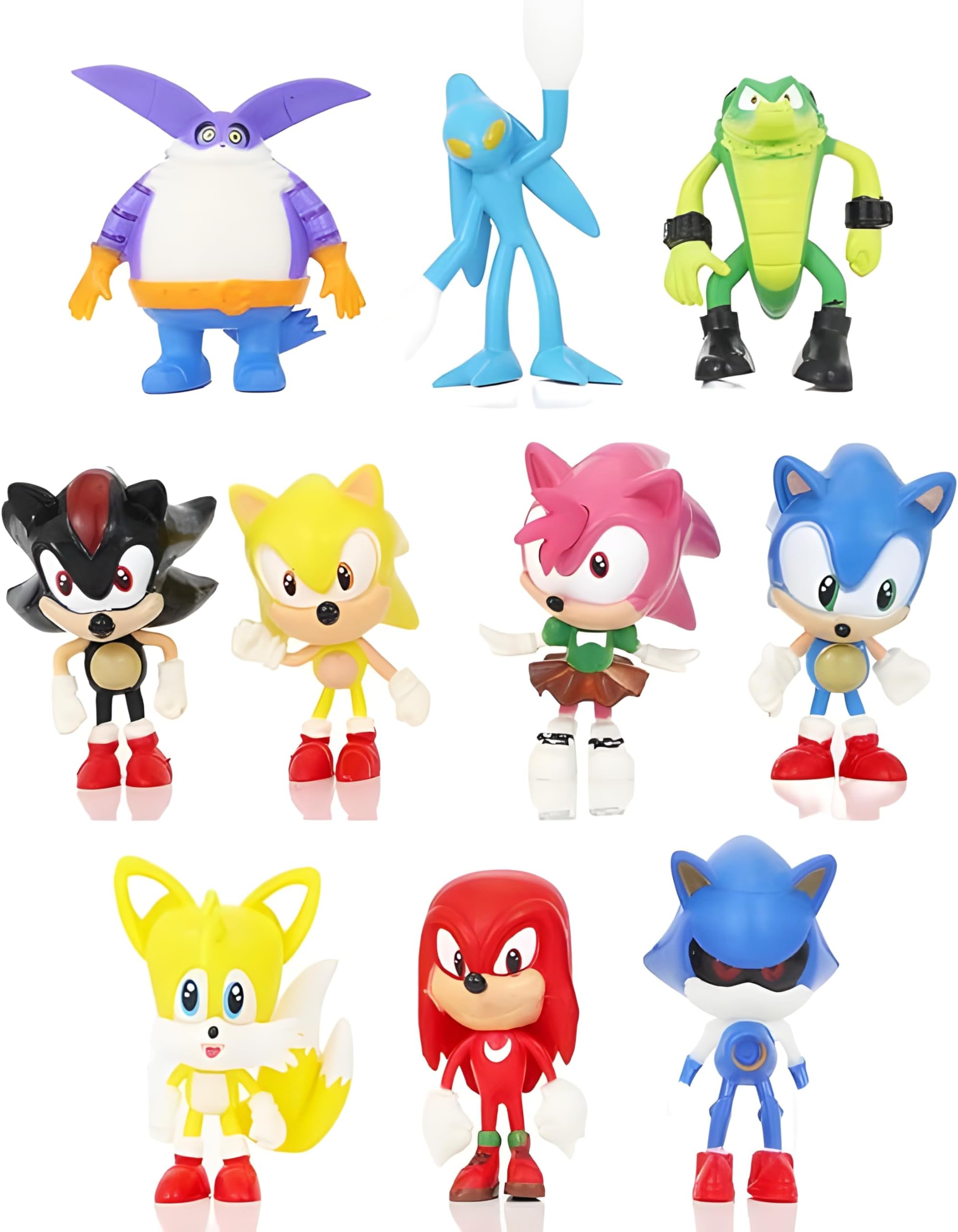 Sonic Hedgehog Set of 10 Action Figure 8-10cm Toy Figurine Model Collectible Toys for Fans