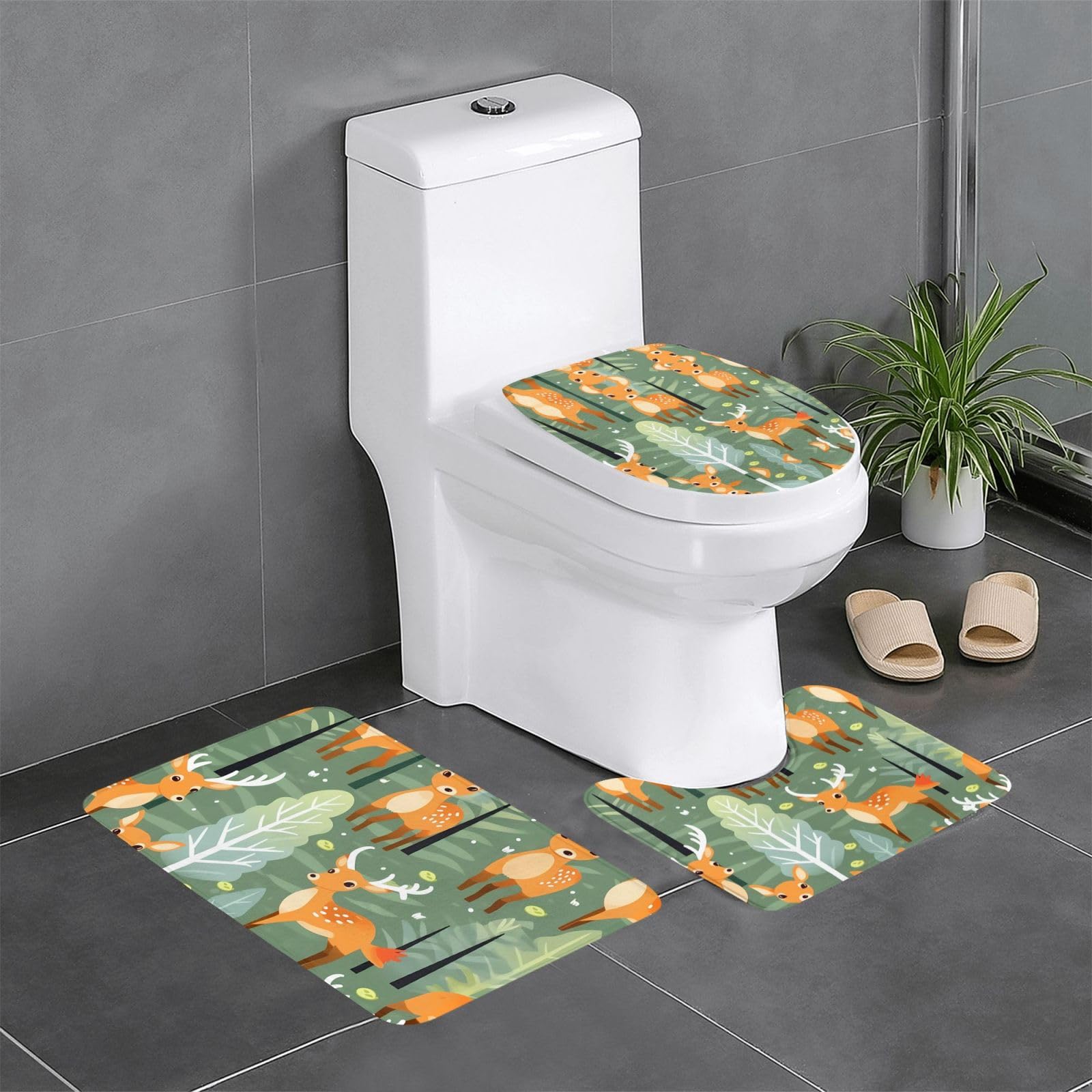 Tapis de salle de bain cerfs mignons pour une ambiance cocooning au WC