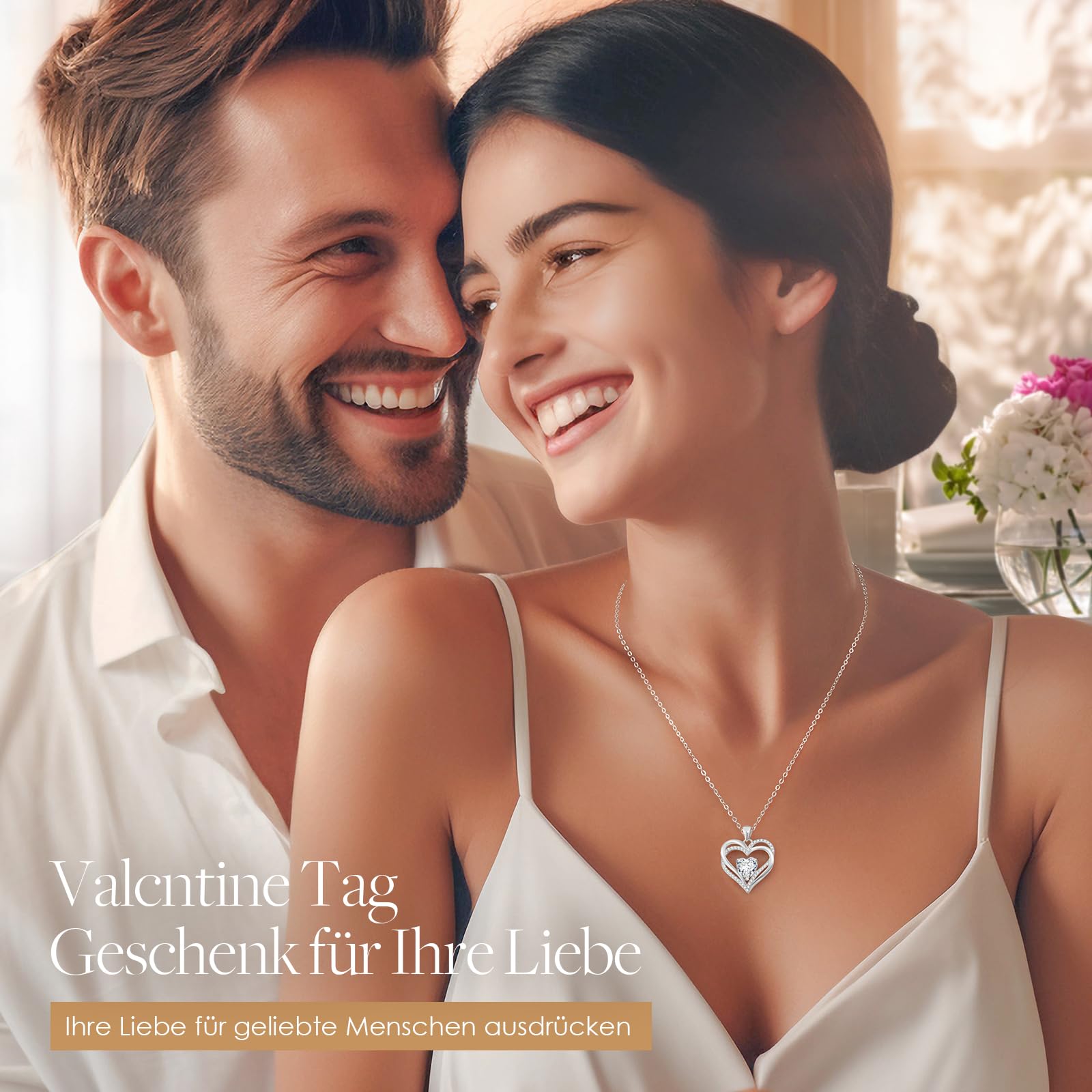 CDE Kette Damen Herzkette 925 Sterling Silber Geburtsstein Halsketten Schmuck Herz Anhänger Weihnachten Valentinstag Muttertags Geschenk Hochzeit Jubiläum Geburtstag Frau Freundin Mama | Geschenk für Weihnachten Valentinstag Muttertags Geschenk Hochzeit J