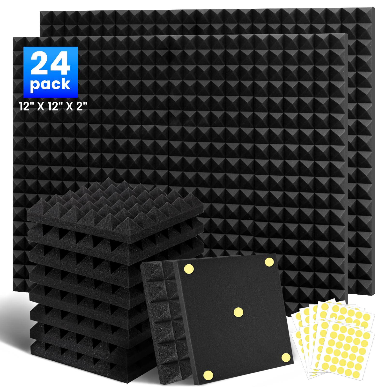 Panneaux insonorisants studio lot 24 dalles mousse insonorisante murale adhésive 30x30