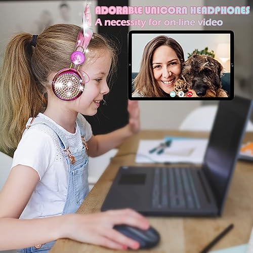 Miniatura 6 de Auriculares inalámbricos de unicornio para niños, auriculares Bluetooth 5.0 con micrófono para teléfono celulariPadlaptopPCTVPS4Xbox One,