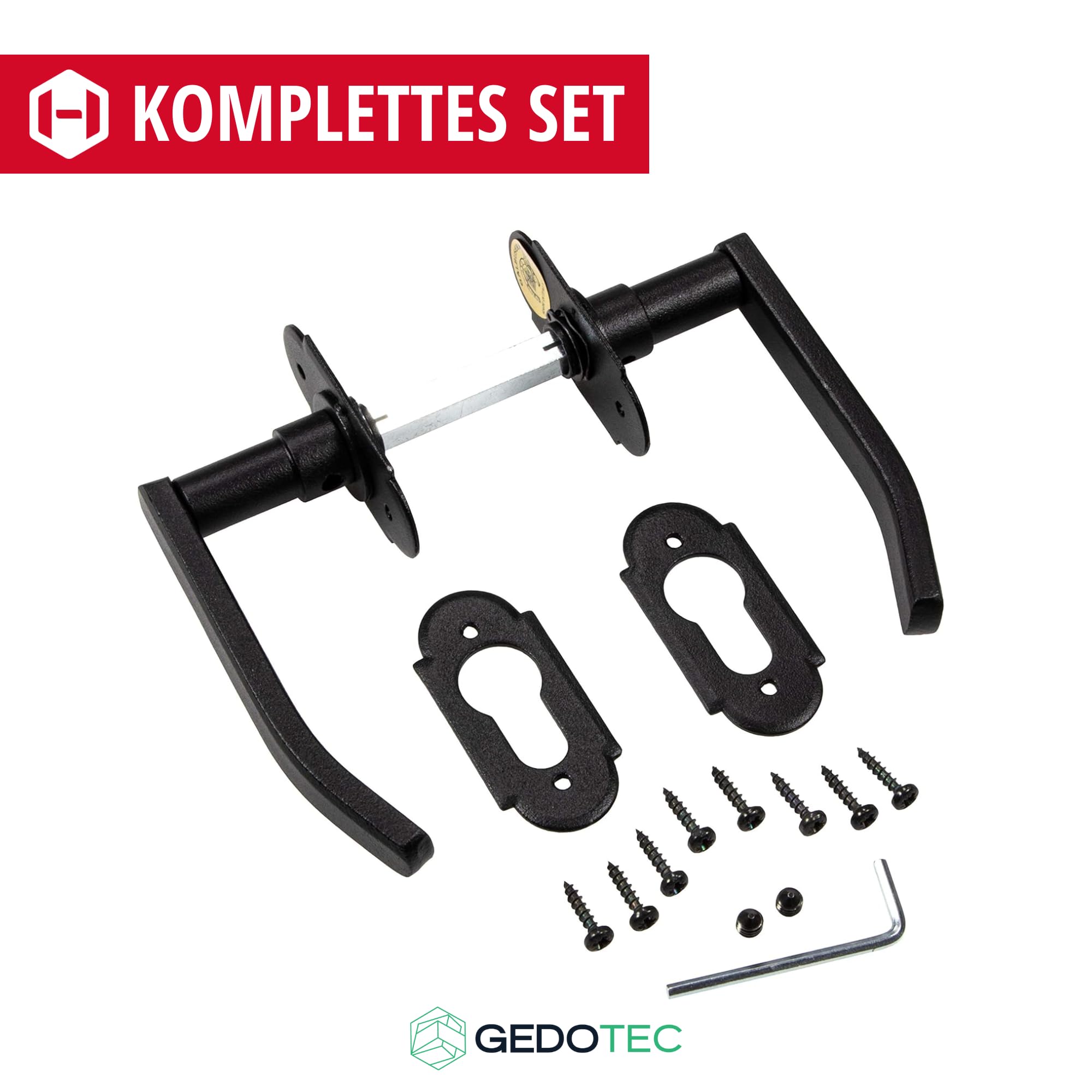 Gedotec Poignée De Fenêtre En L Inox Sur Rosace Ovale | PVD Noir Mat