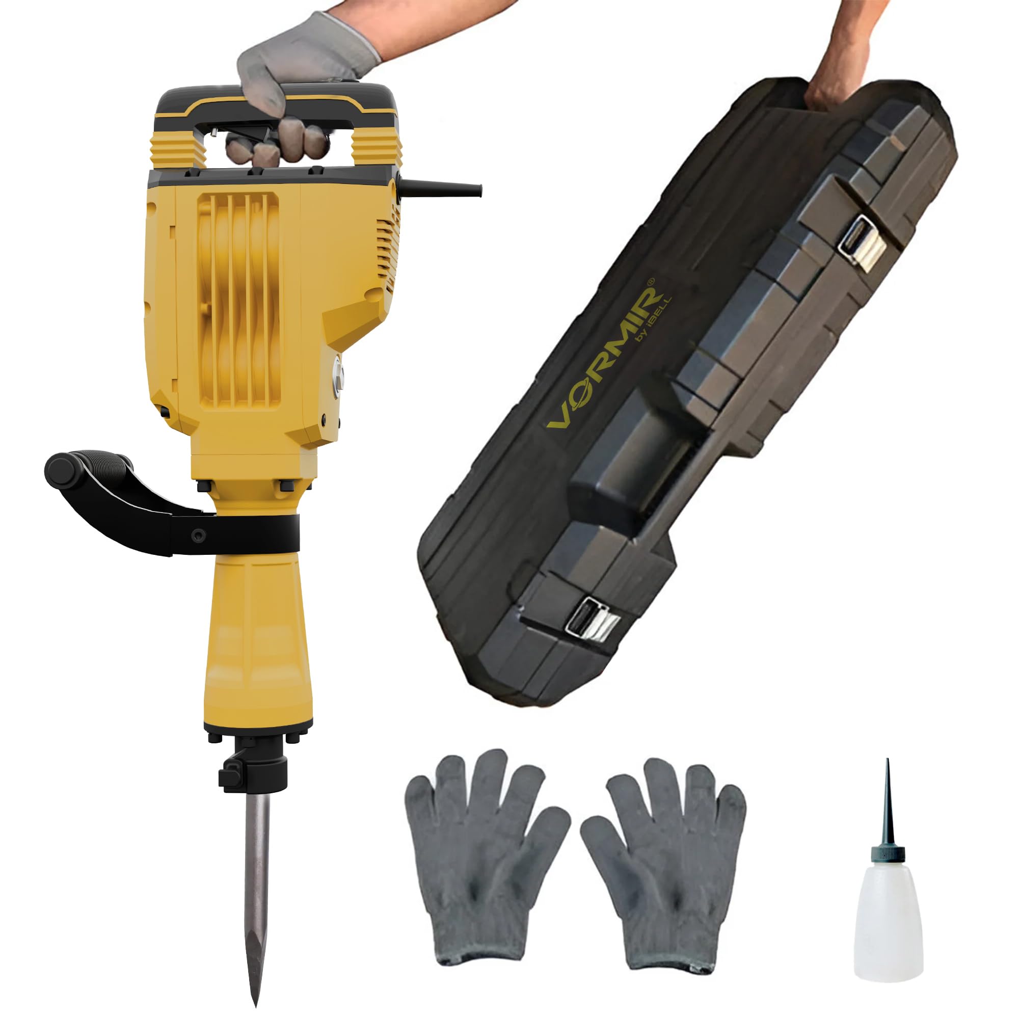 iBELL VORMIR DH45-20 Electric Demolition Hammer – 1500W Copper Armature Motor, 30mm HEX Chuck, 1900 BPM, Anti-Vibration Handle, Heavy Duty Concrete & Masonry Breaker – 6 Months Warranty-image-42