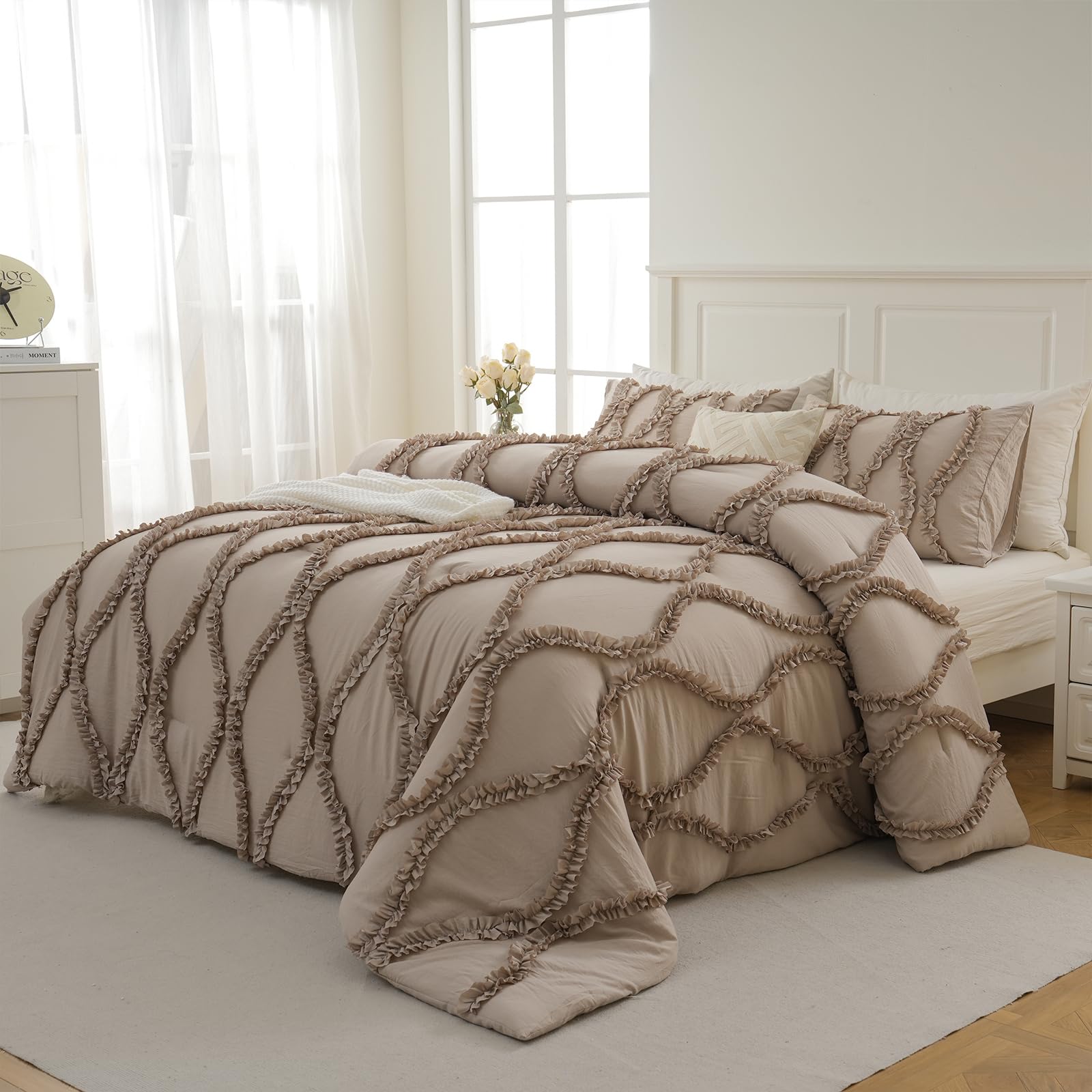 Amazon.com: Bedbay Taupe King Comforter Set 3 Piece All Season